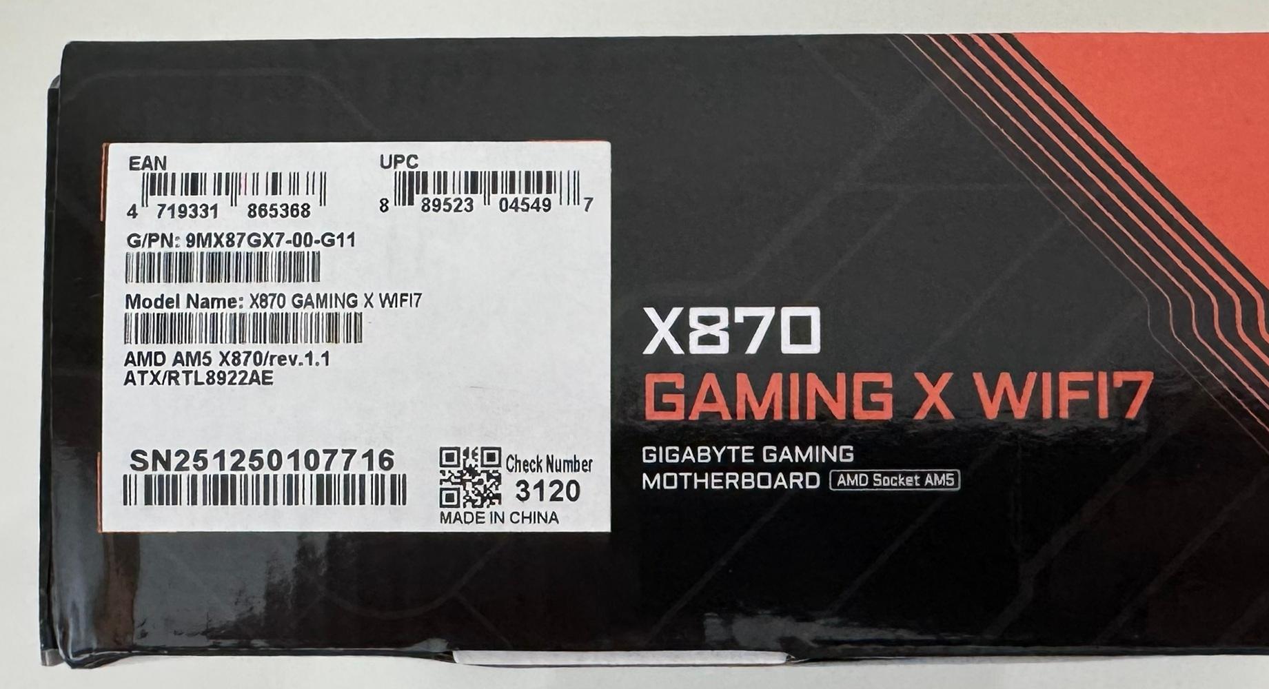 AMD Ryzen 7 9850X3D CPU + GIGABYTE X870 GAMING X WIFI7 AM5 ATX Motherboard + PNY Gen5 1TB SSD Combo