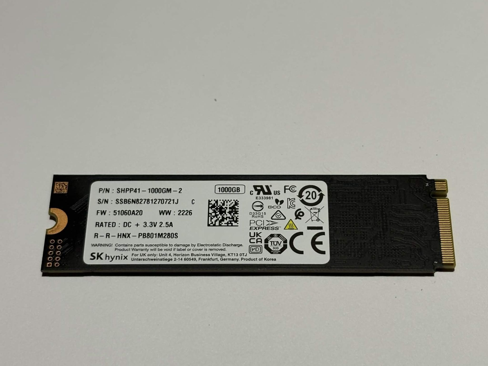 SK hynix Platinum P41 1TB PCIe 4.0 NVMe M.2 SSD | Tested Working