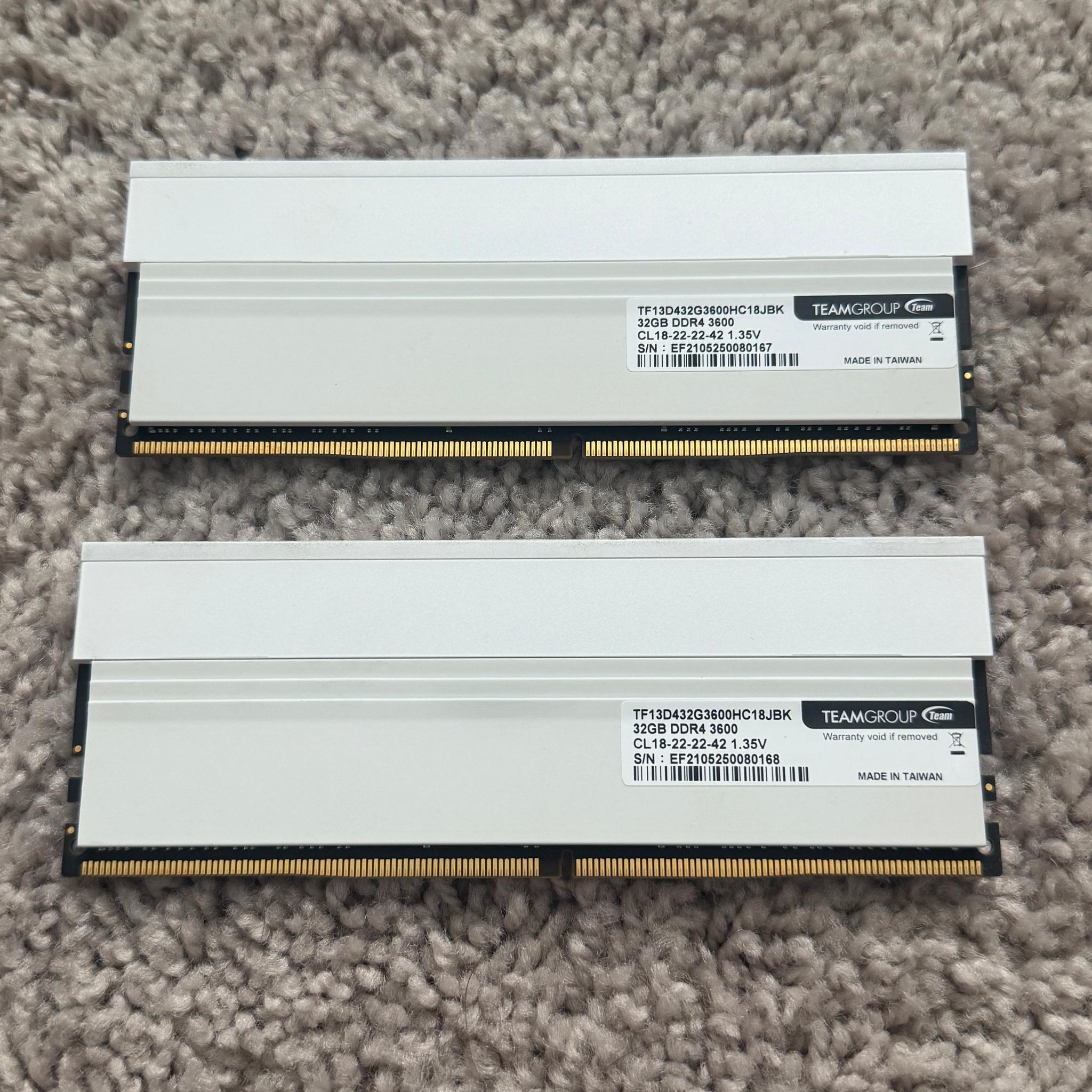XTREEM ARGB DDR4 DESKTOP MEMORY WHITE 64GB(2x32GB) 3600MHz CL18, Used (No Box)