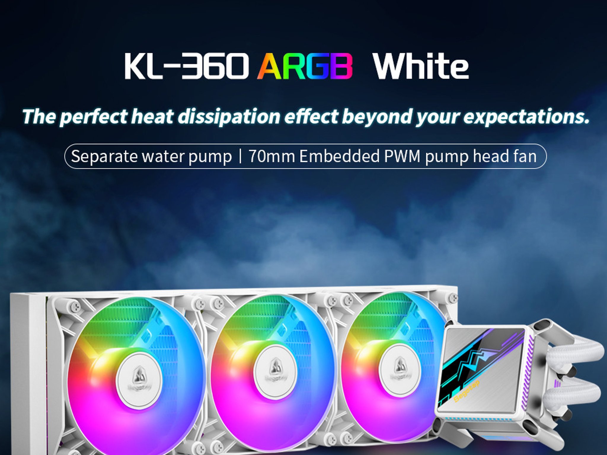 SEGOTEP 🆒KL-360🆒 | WHITE 360mm ARGB AIO CPU Liquid Cooler | TDP: 320W | LGA 1700 & AM5 Ready