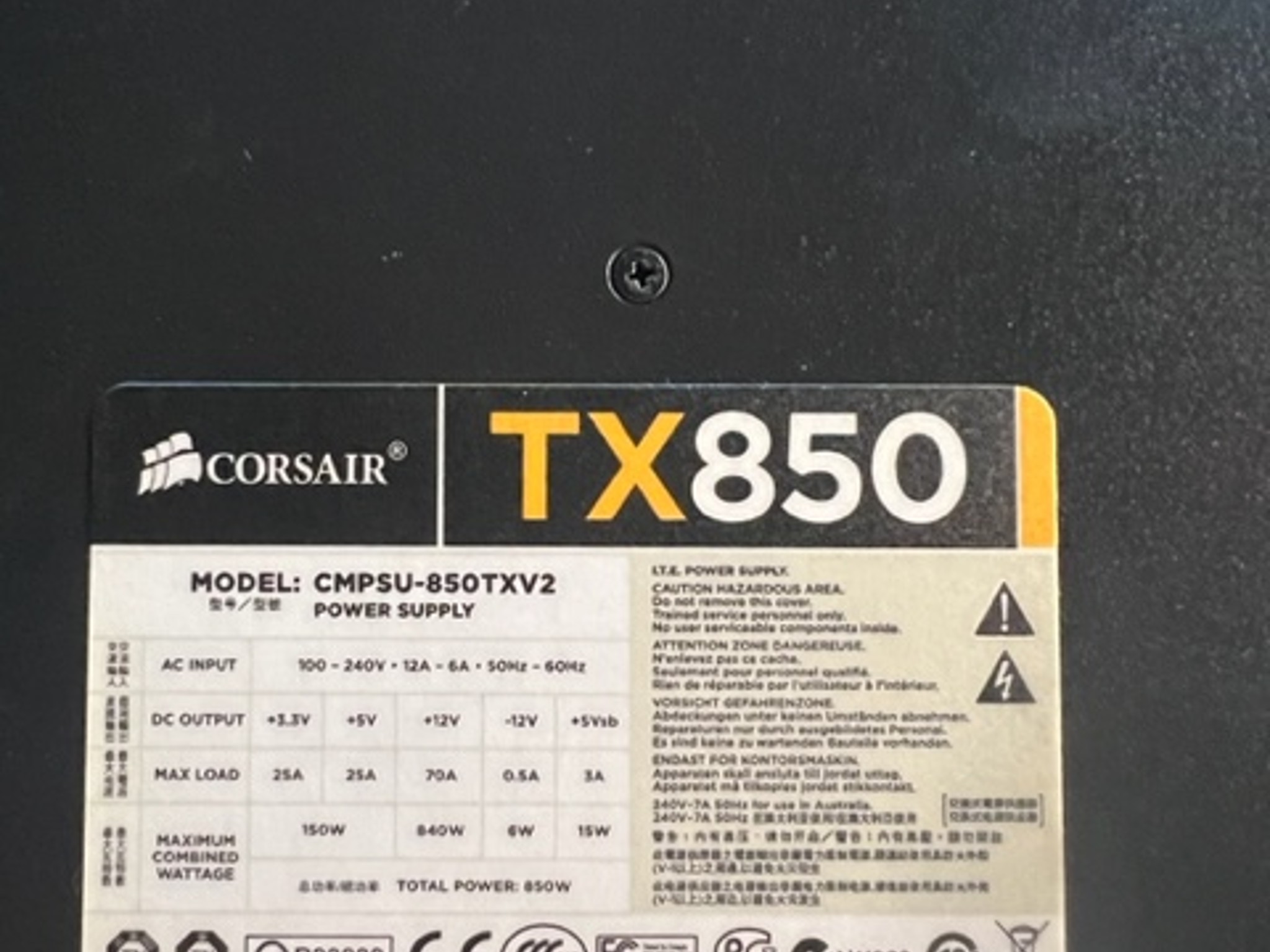 Corsair TX 850 W 80+ Certified ATX Power Supply
