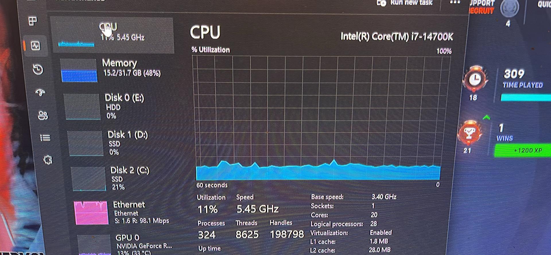 Intel core I7 1400K with a Nvidia 4070ti