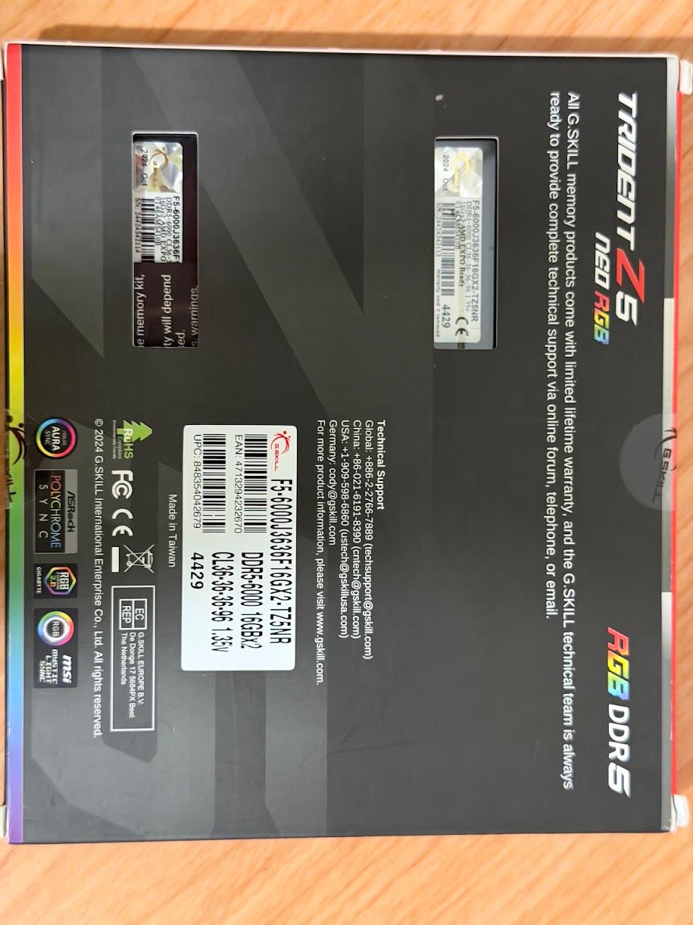 G.SKILL Trident Z5 RGB Series 32GB (2 x 16GB) 288-Pin PC RAM DDR5 6000