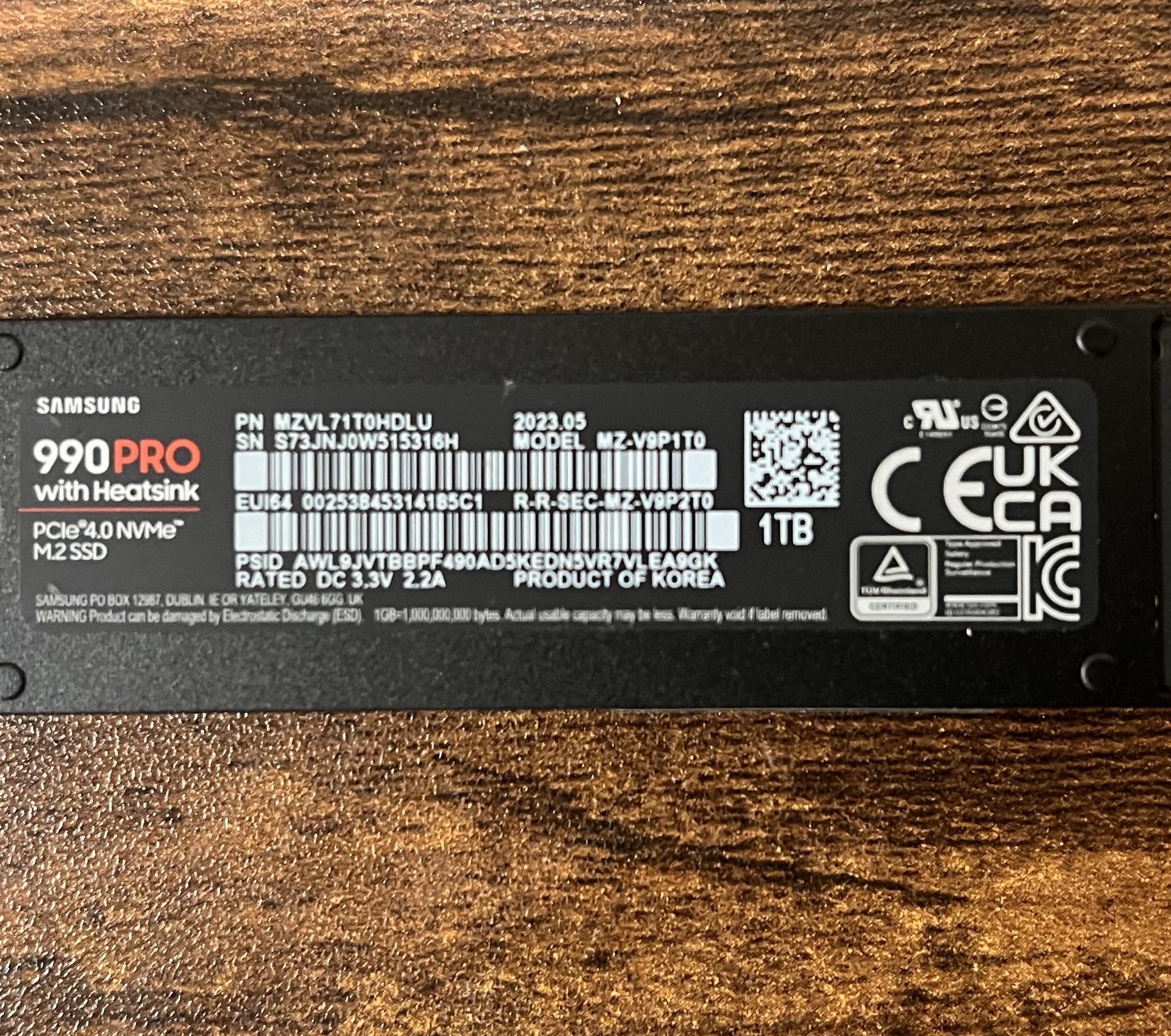 Samsung 990 PRO 1tb SSD NVMe M.2 PCIe Gen4