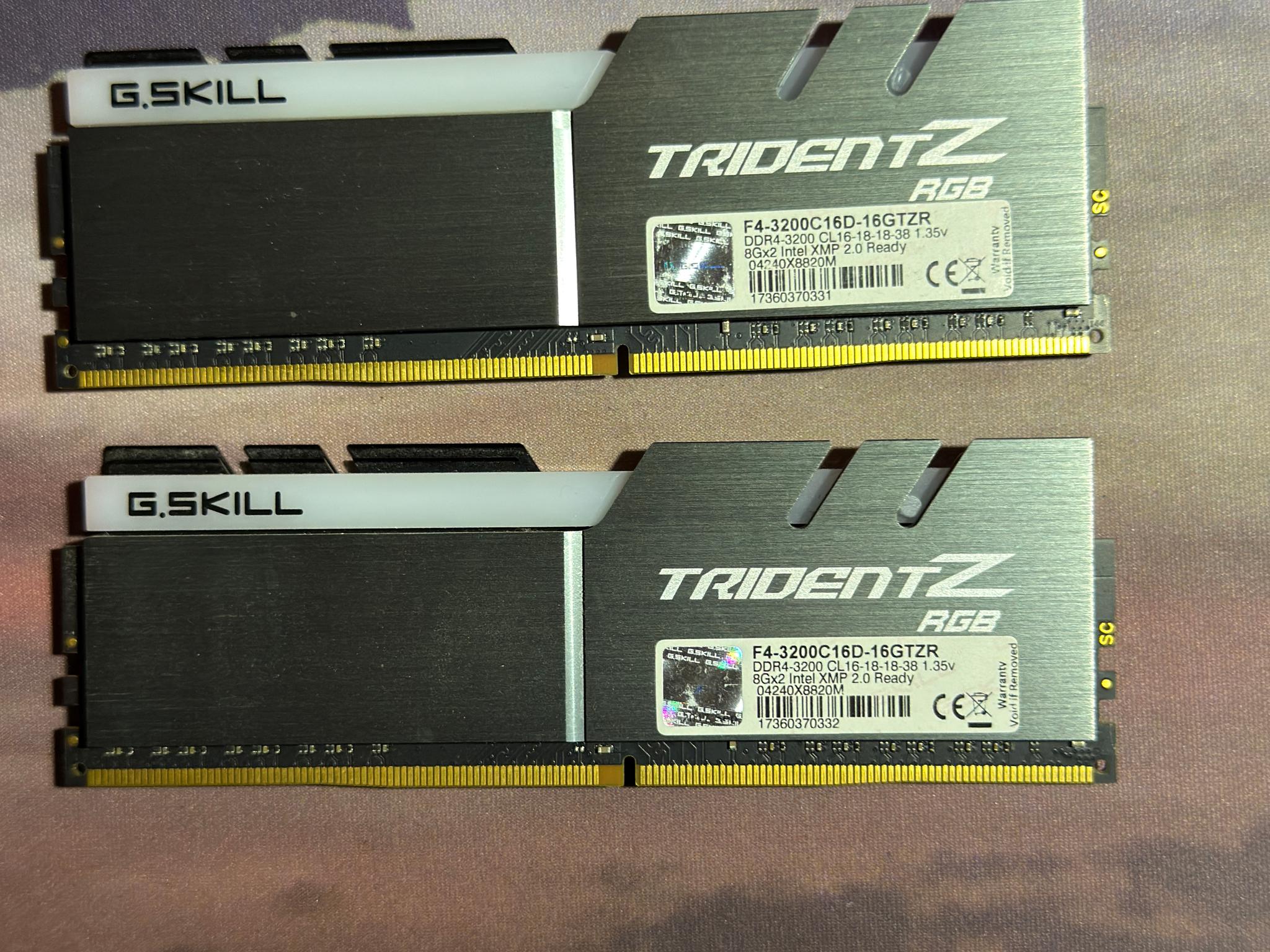 G.SKILL Trident Z RGB 16GB (2x8GB) DDR4-3200 CL16 Desktop RAM Kit - Used, Excellent Condition