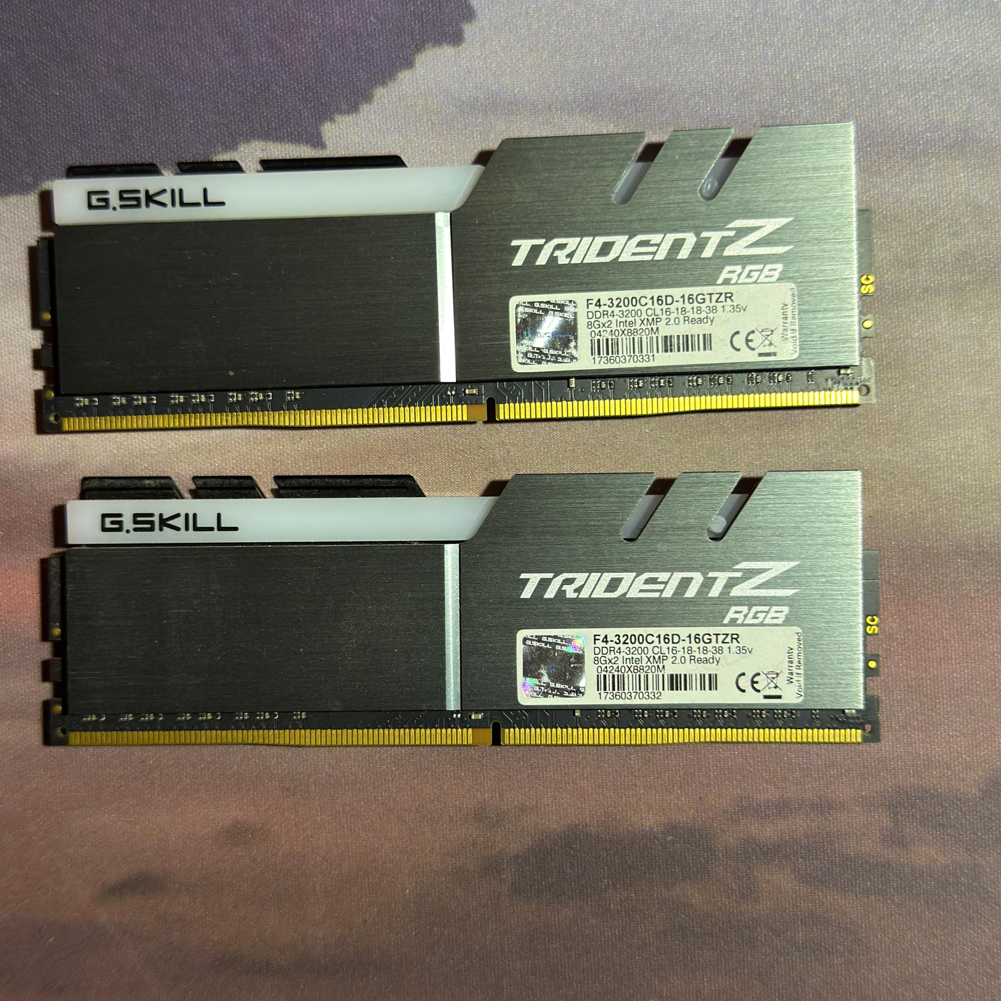 G.SKILL Trident Z RGB 16GB (2x8GB) DDR4-3200 CL16 Desktop RAM Kit - Used, Excellent Condition