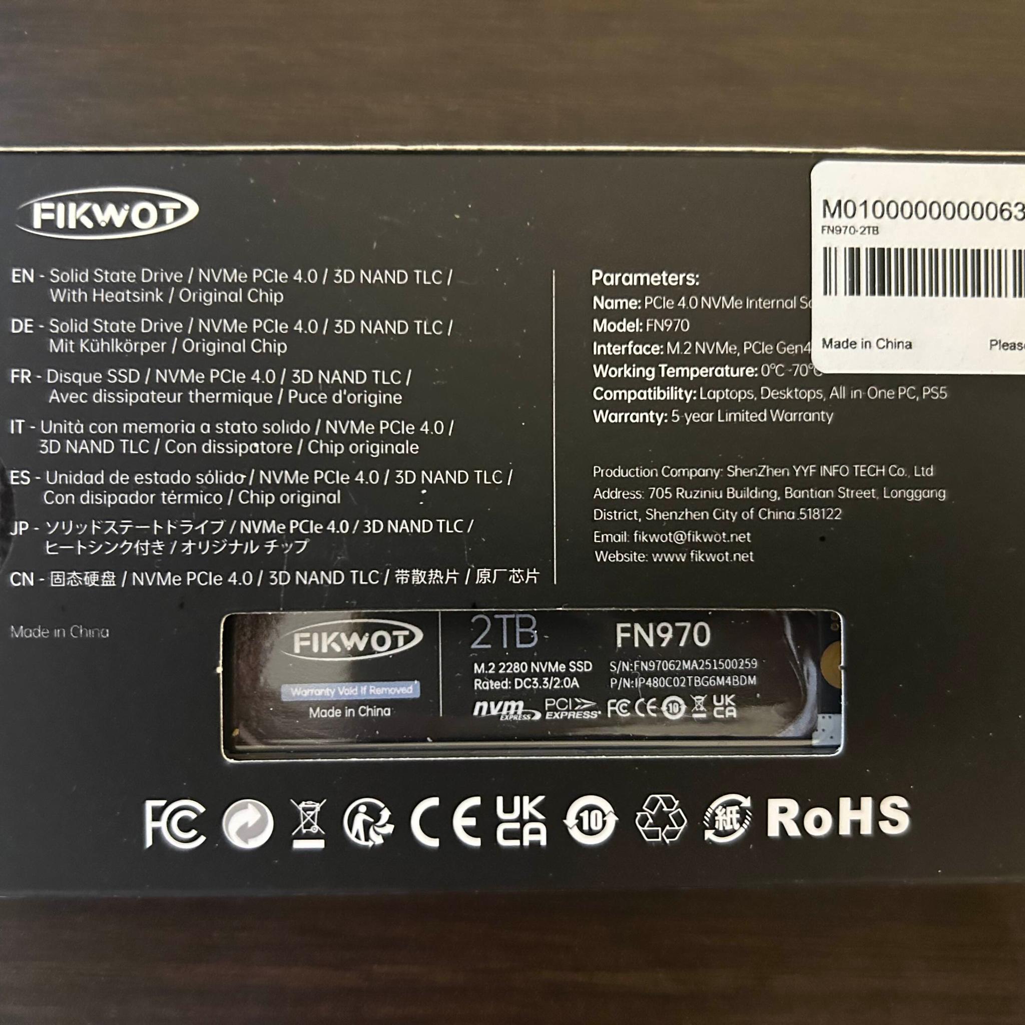 Fikwot FN970 2TB Gen 4x4 NVMe M.2 ssd (With Heatsink)