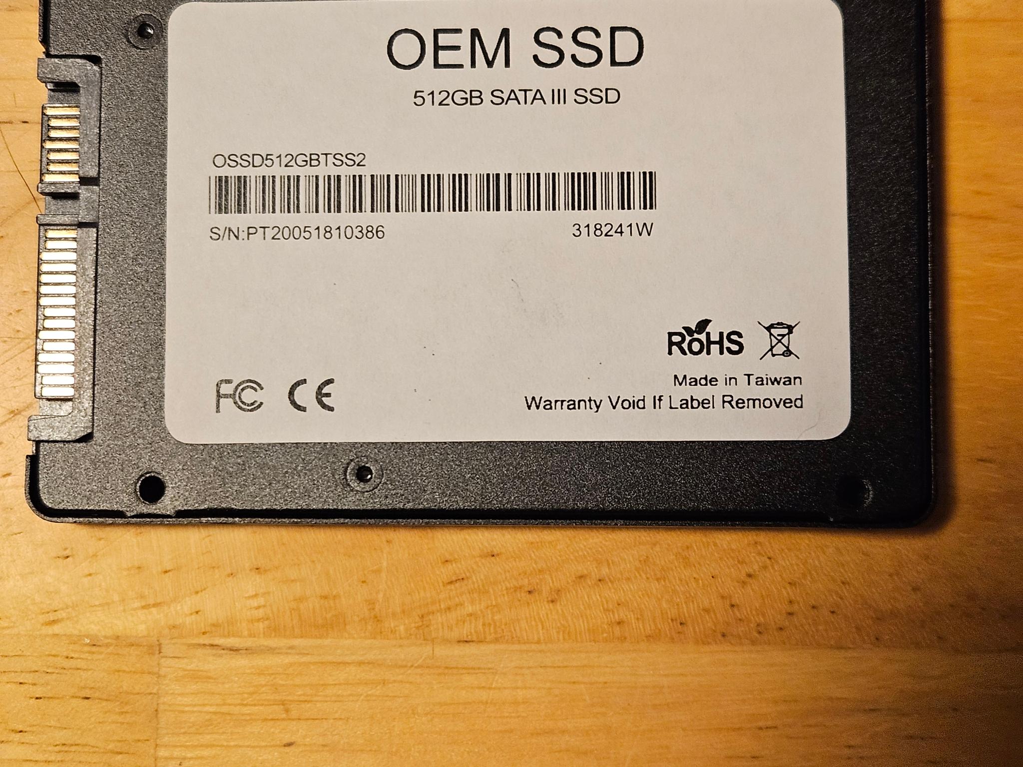 OEM 2.5 inch Sata III SSD 512GB