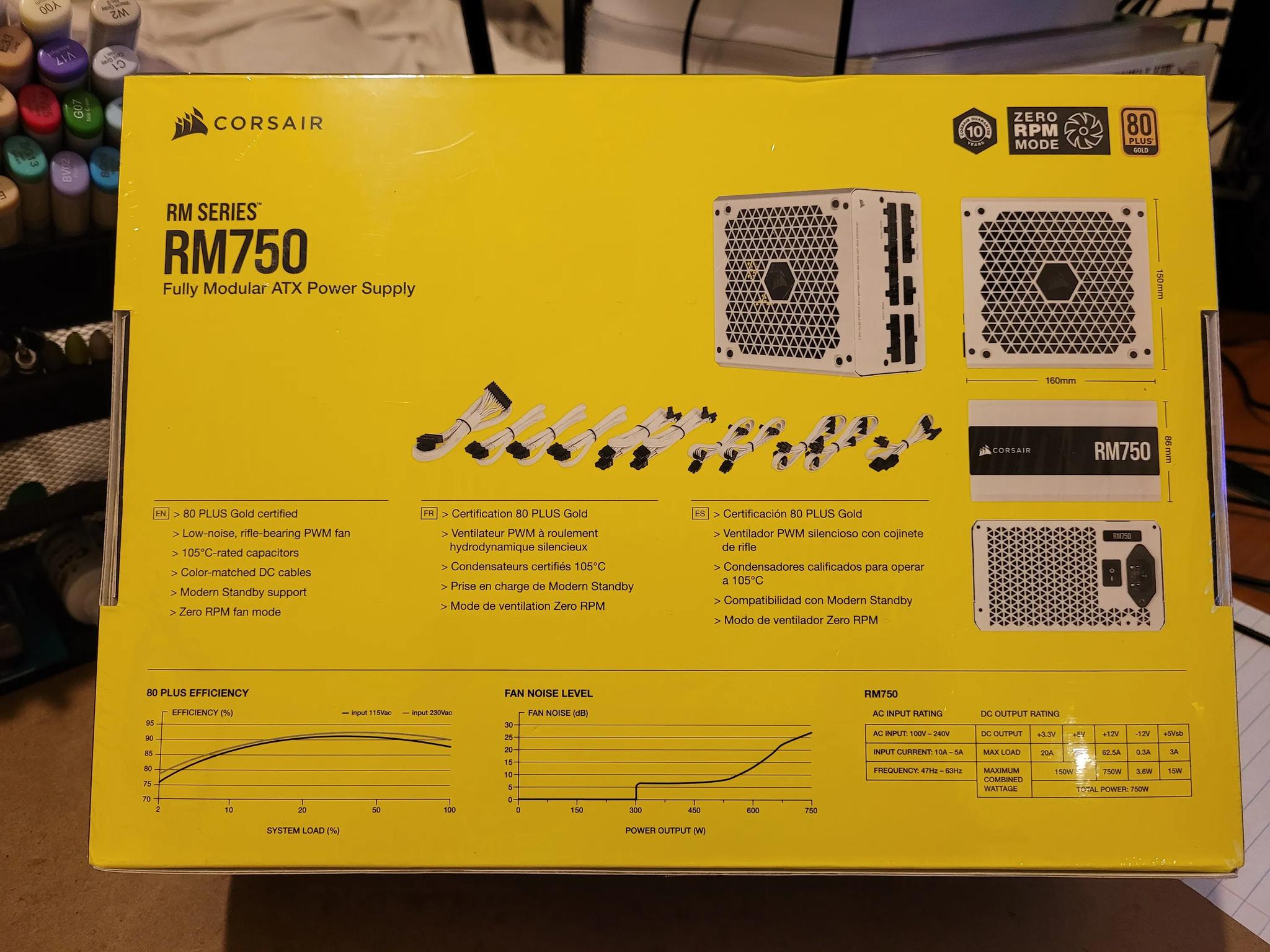 Corsair RM750 W 80+ Gold Certified Fully Modular ATX Power Supply (NEW UNOPENED)