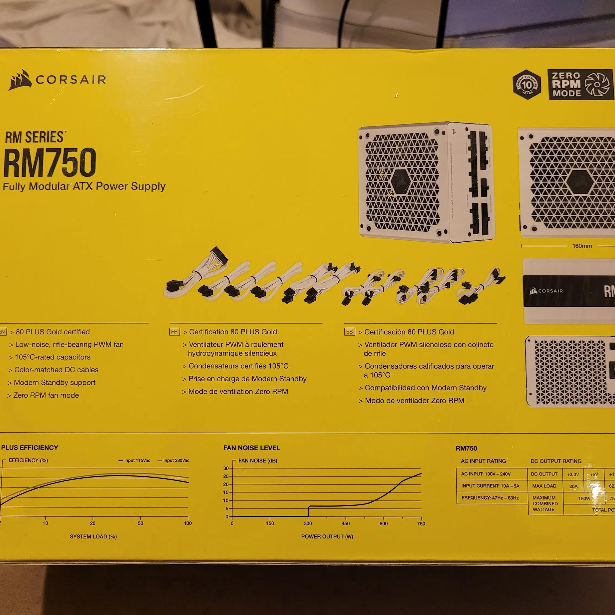 Corsair RM750 W 80+ Gold Certified Fully Modular ATX Power Supply (NEW UNOPENED)