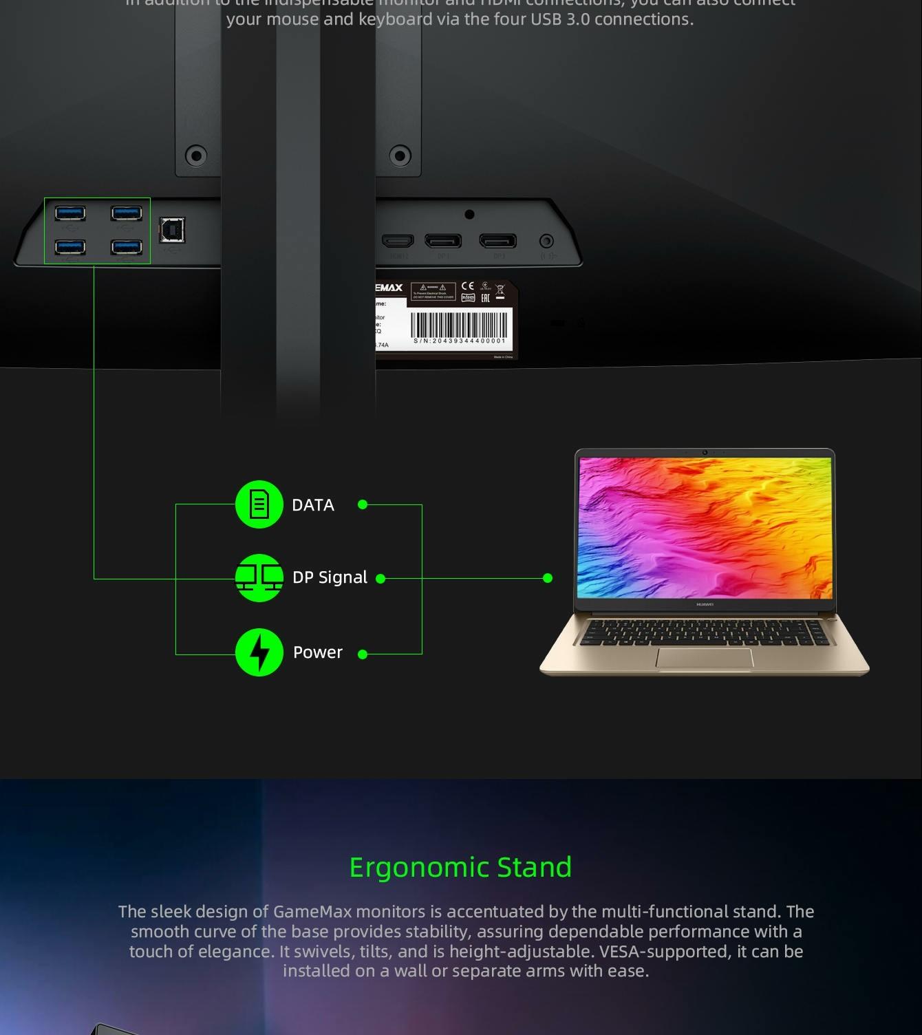 GameMax GMX34CKXQ, UltraWide QHD Panel Computer Monitor, 3440 x 1440p Resolution