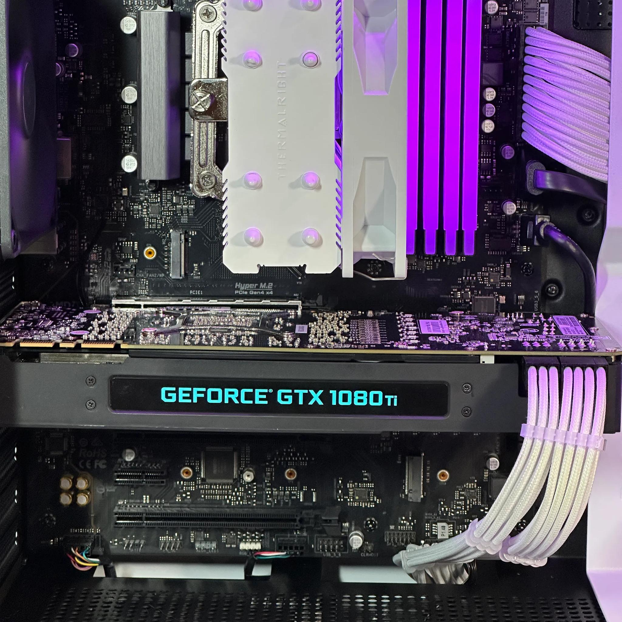 Intel i5 10400F/Nvidia GTX 1080ti Custom White RGB Gaming PC WIFI WIN11