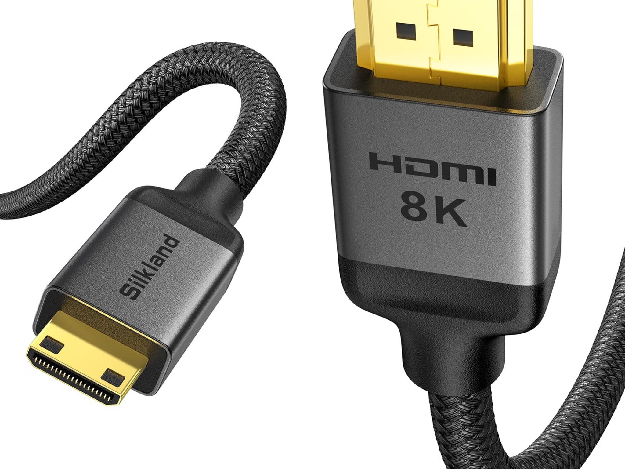 8K 4K Mini HDMI to HDMI Cable 6.6FT Mini HDMI 2.1 8K 60Hz 4K@240Hz 144Hz 120Hz Upgrade Braided 48Gbs