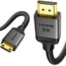 8K 4K Mini HDMI to HDMI Cable 6.6FT Mini HDMI 2.1 8K 60Hz 4K@240Hz 144Hz 120Hz Upgrade Braided 48Gbs