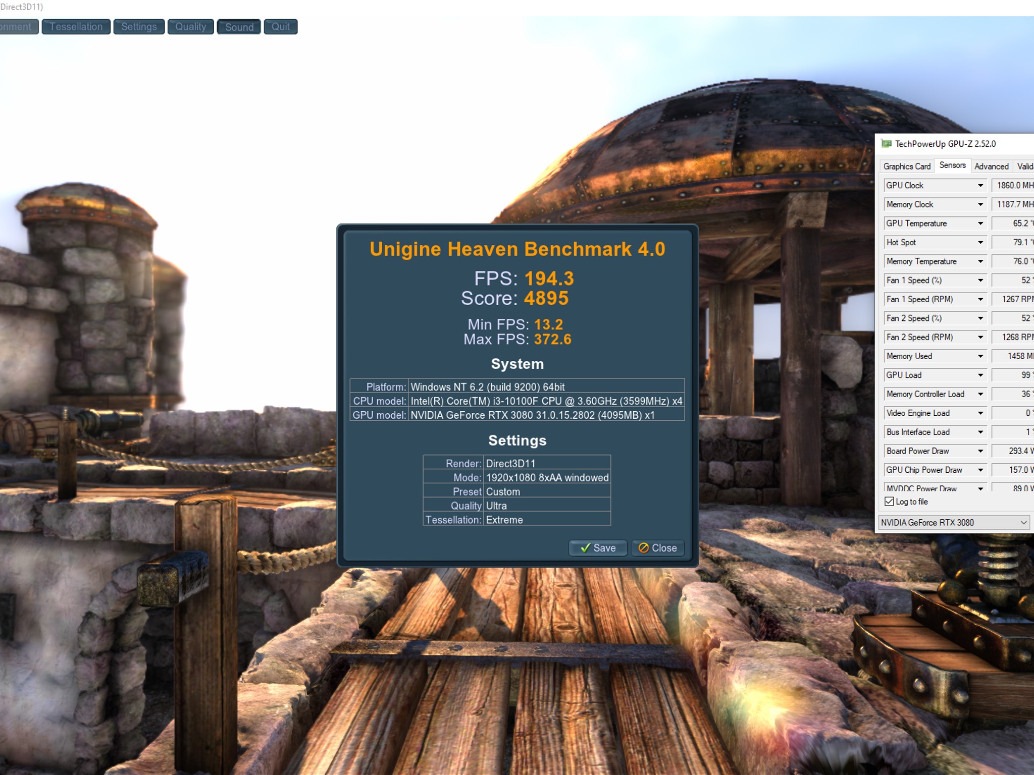 ZOTAC GAMING GeForce RTX 3080 Trinity OC 10GB GDDR6X Graphics Card, Used.