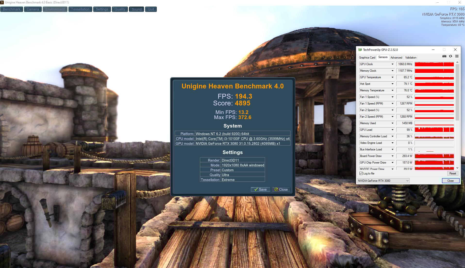 ZOTAC GAMING GeForce RTX 3080 Trinity OC 10GB GDDR6X Graphics Card, Used.