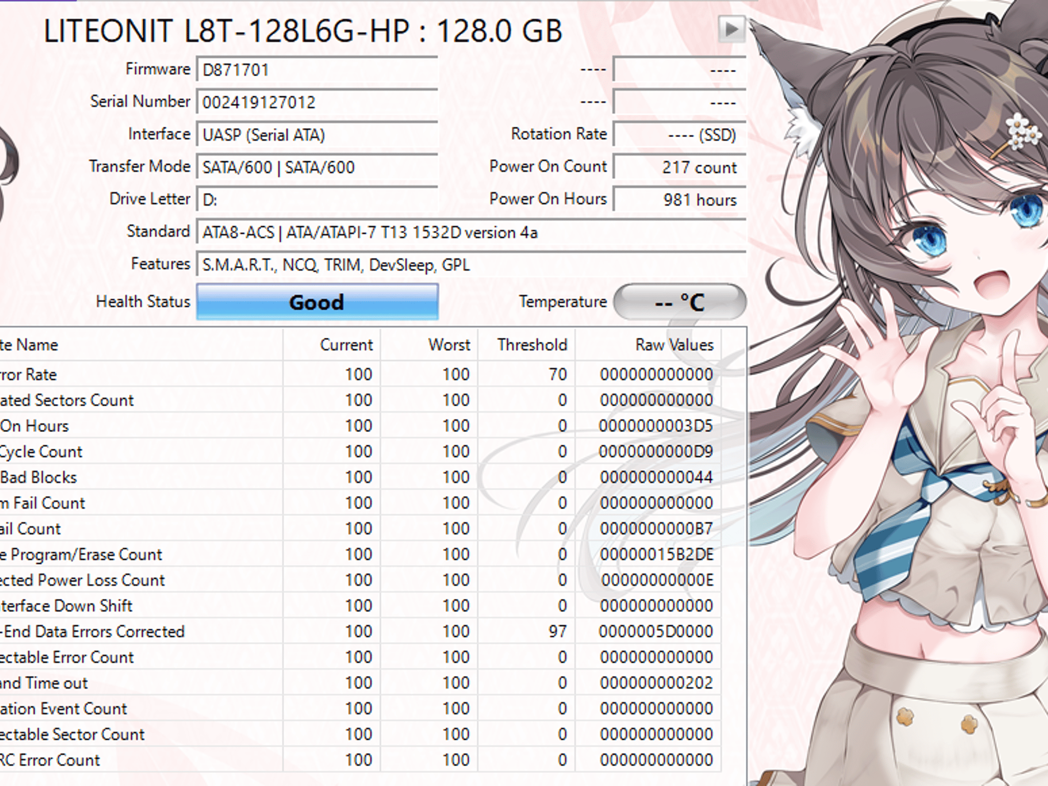 Lite-On L8T 128GB M.2 SATA SSD Tested Working Low Hours
