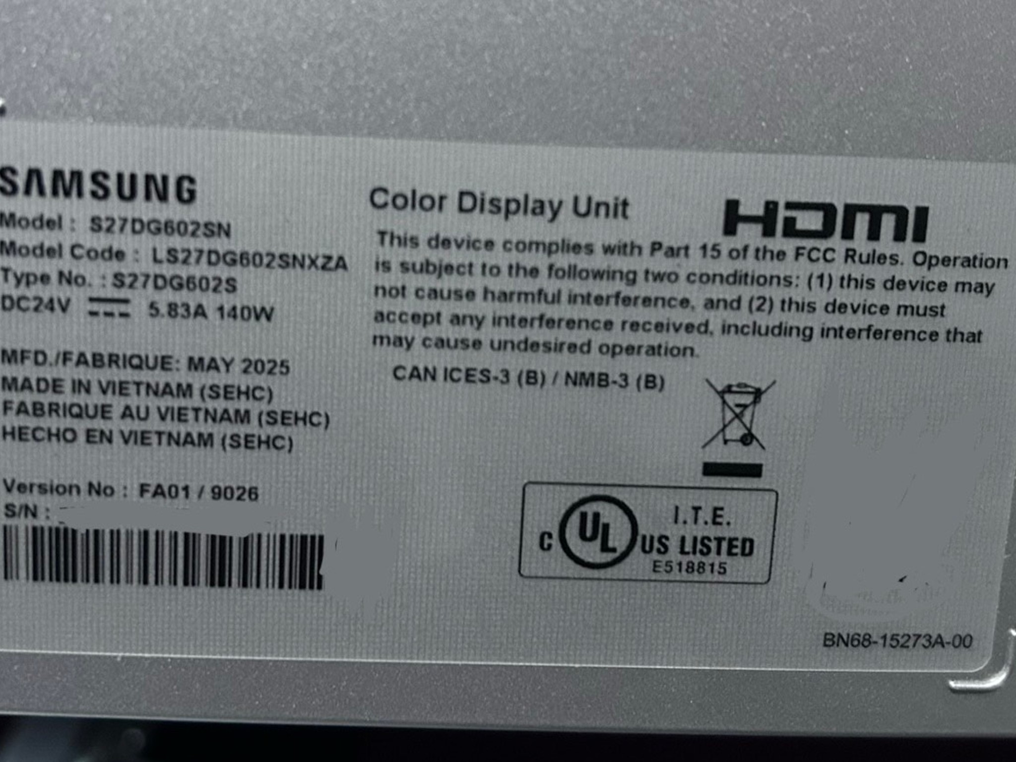Samsung 27" (360hz) OLED Odyssey G6 0.03ms FreeSync™ Pro Gaming Monitor (Protector Film In-tact)