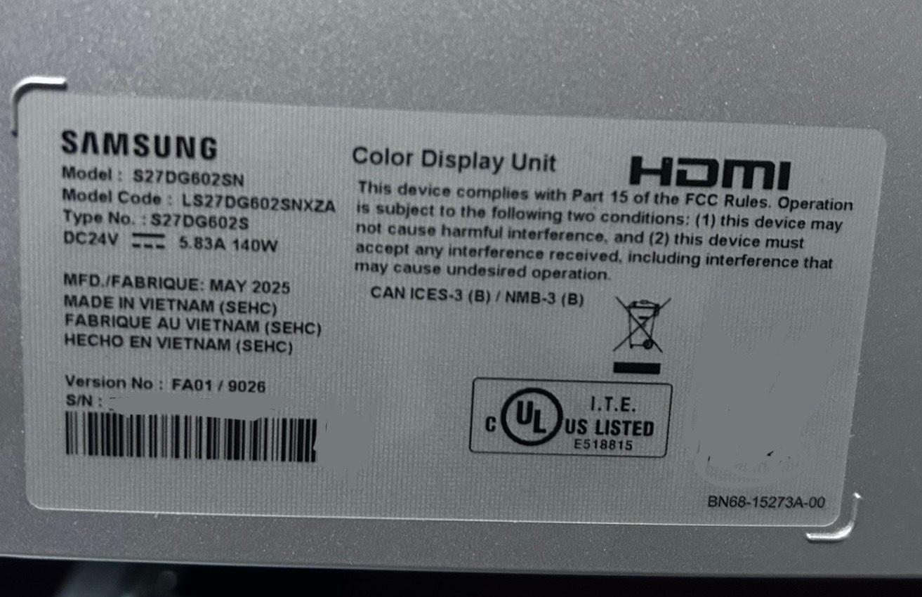 Samsung 27" (360hz) OLED Odyssey G6 0.03ms FreeSync™ Pro Gaming Monitor (Protector Film In-tact)