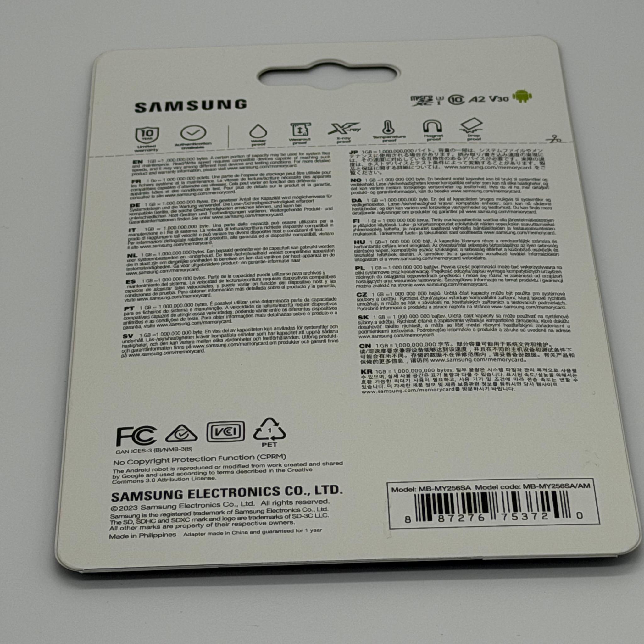 Samsung PRO Ultimate 256GB UHS I micro SDXC Card SD Adapter MB MY256SA WW