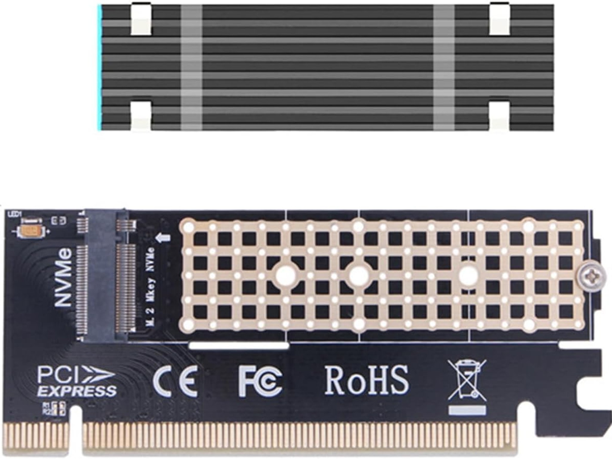 Card with M2 Aluminum Heat Sink for PCI-e NGFF SSD