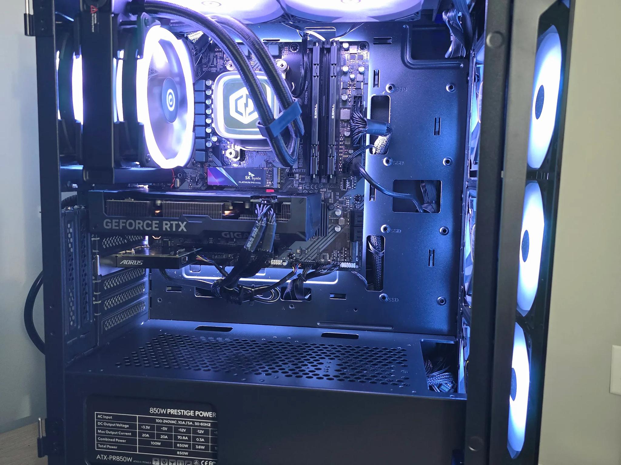 Ryzen 7 7700X, RTX 4060Ti 16GB, 32 GB DDR5-6000, 1TB SSD, 850W 80 plus ATX PSU, AIO CPU Cooled