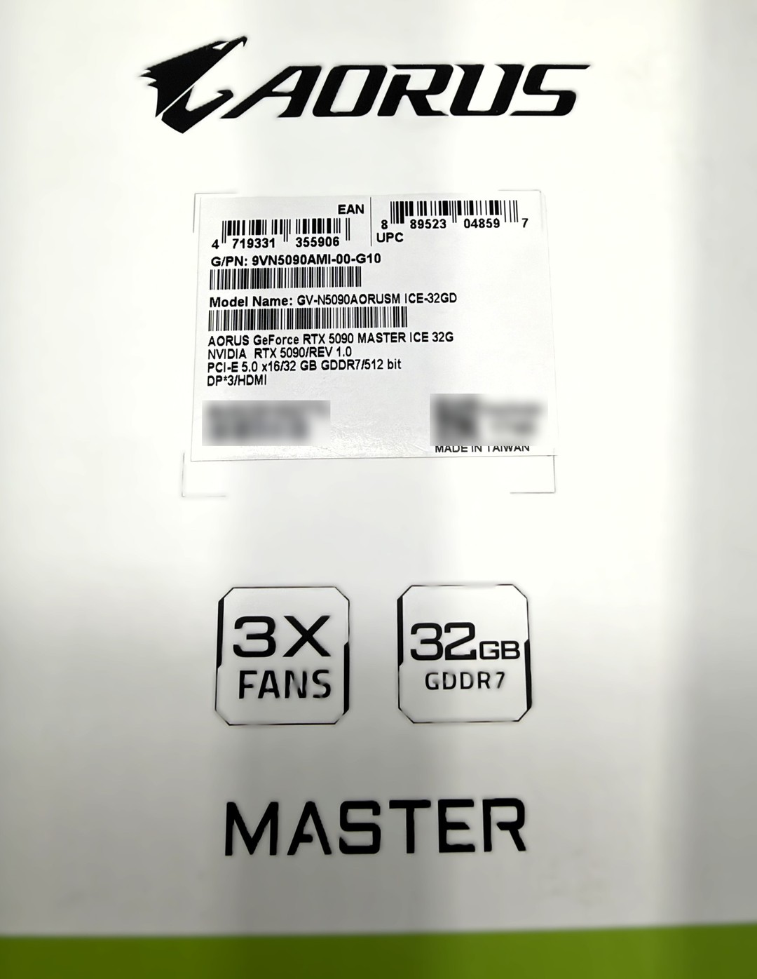 GIGABYTE AORUS GeForce RTX 5090 MASTER ICE 32GB GDDR7 (White