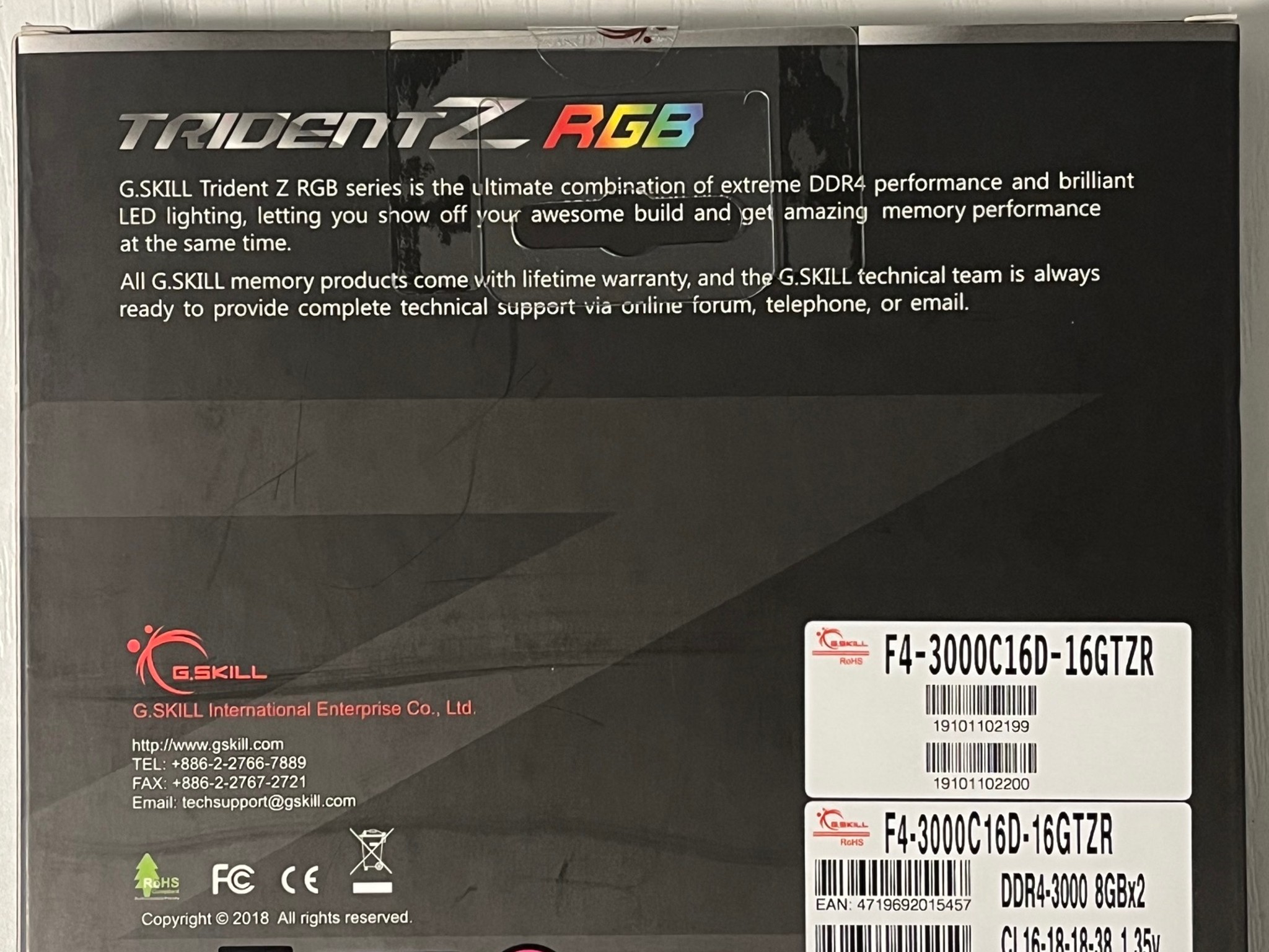 G.SKILL Trident Z RGB Series (Intel XMP) DDR4 RAM 16GB (2x8GB)