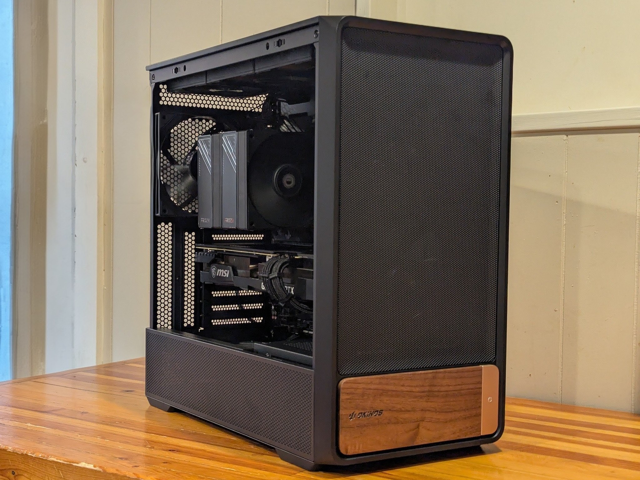 🖤 Ryzen 7 5700X | RTX 3080 | 32GB DDR4 | Blackout + Wood Accent 1440p Gaming PC