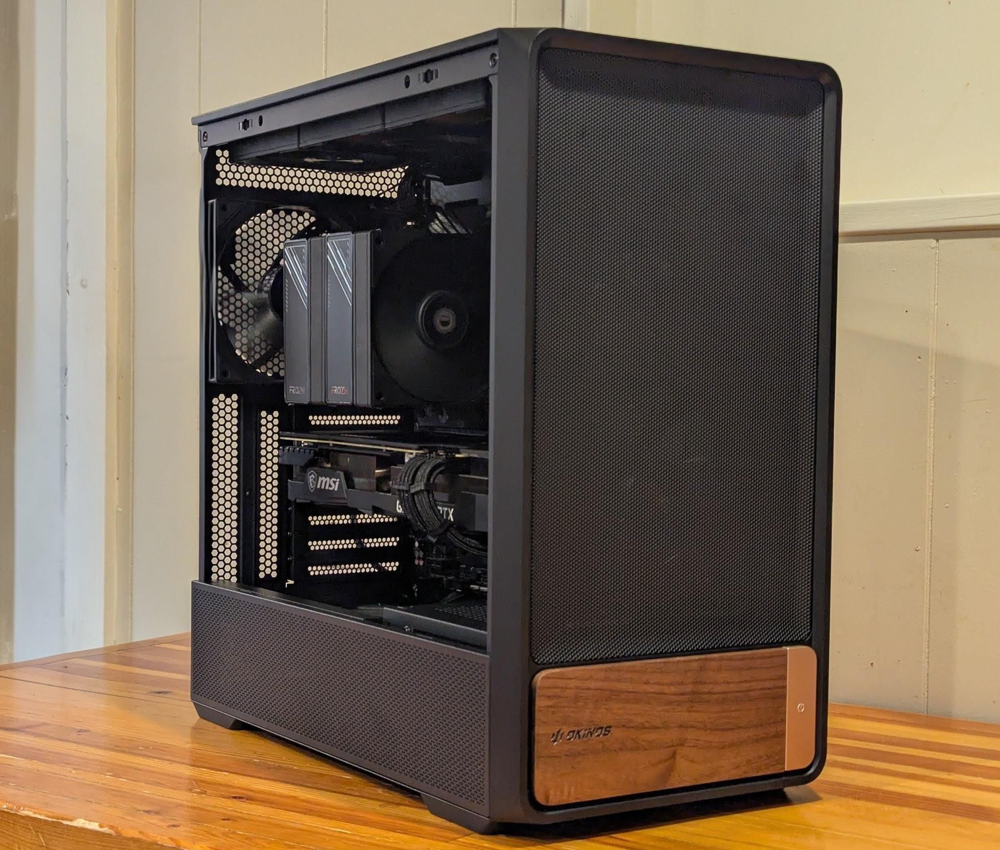 🖤 Ryzen 7 5700X | RTX 3080 | 32GB DDR4 | Blackout + Wood Accent 1440p Gaming PC