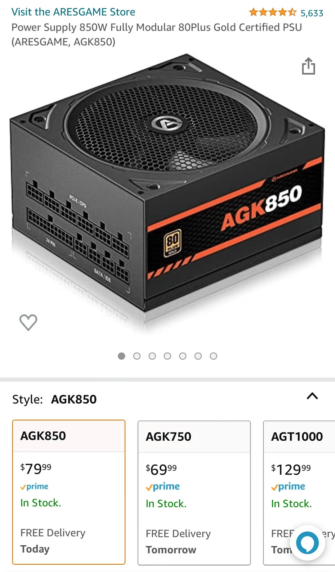 ARESGAME AGK850 - 850W Gold PSU w/Extra PCIE 8-Pin