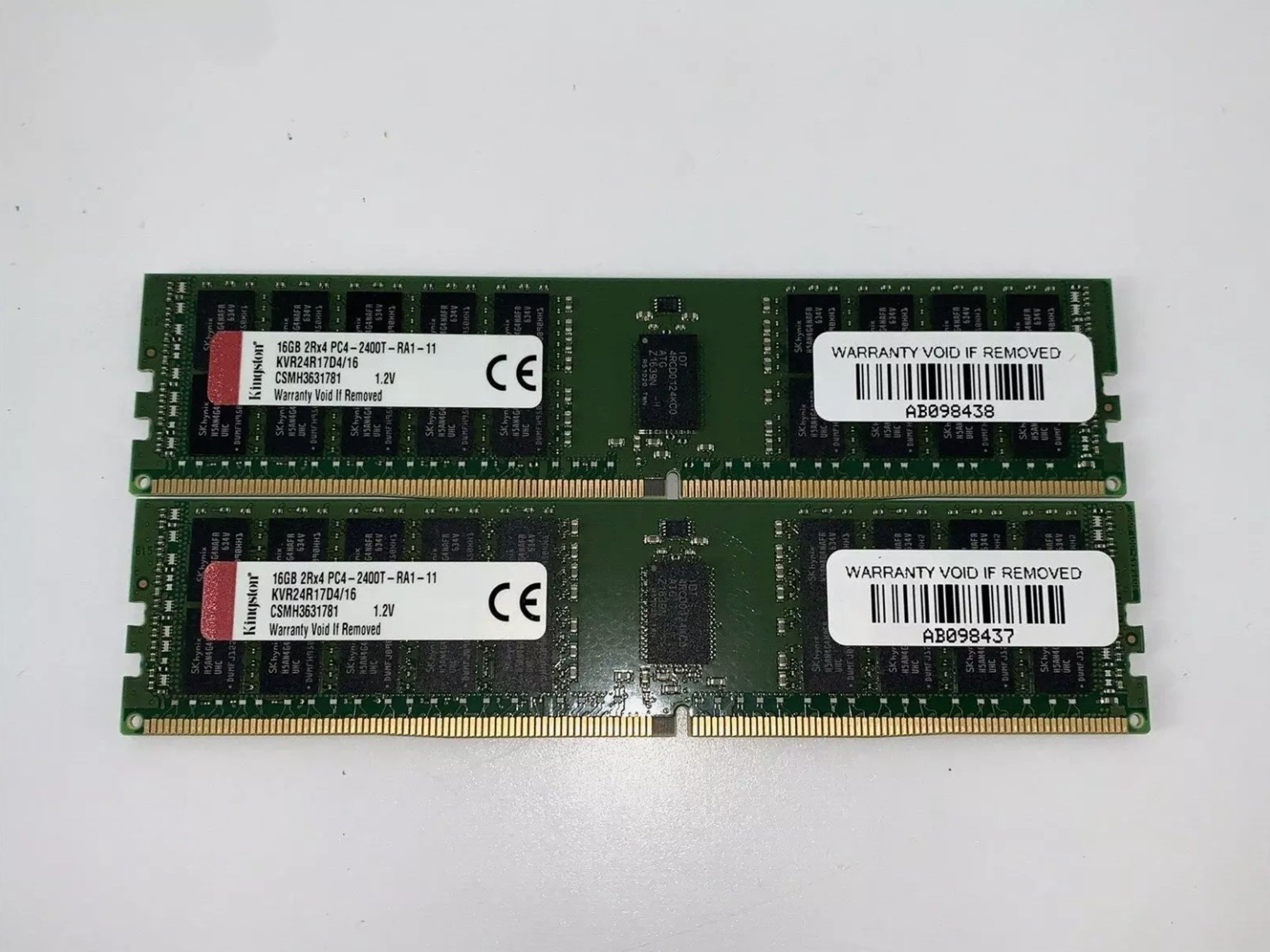 LOT 2x Kingston KVR24R17D4/16 32GB (2x16GB) 2Rx4 PC4-2400T SERVER MEMORY