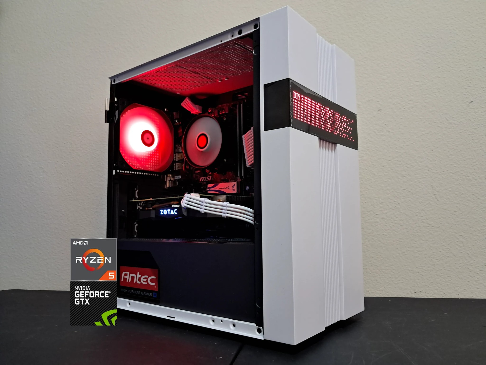 🔴⬜ Aesthetic Gaming PC ⬜🔴Nvidia GTX 1070 Ti | Ryzen 5 1600 (6C/12T) | 1TB SSD | 16GB DDR4-3200