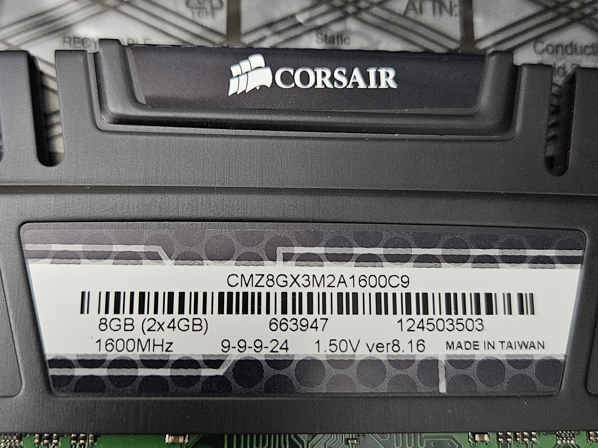 Corsair DDR3 16gb 4 X 4GB 1600MHZ memory RAM Lot 1