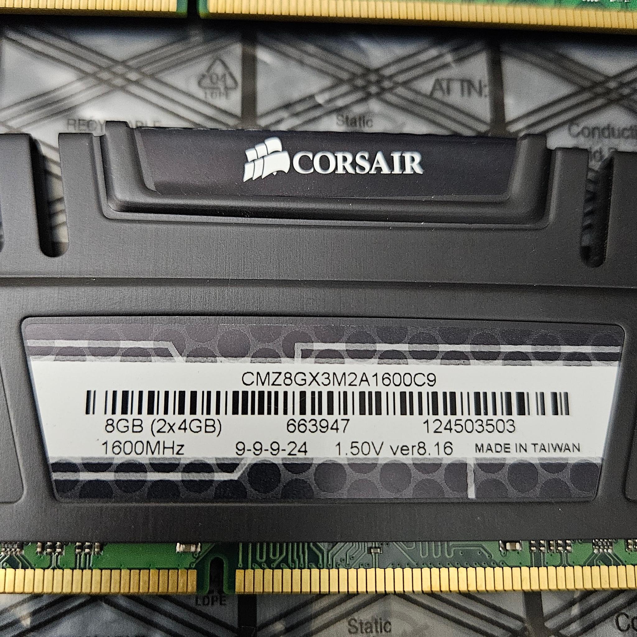 Corsair DDR3 16gb 4 X 4GB 1600MHZ memory RAM Lot 1