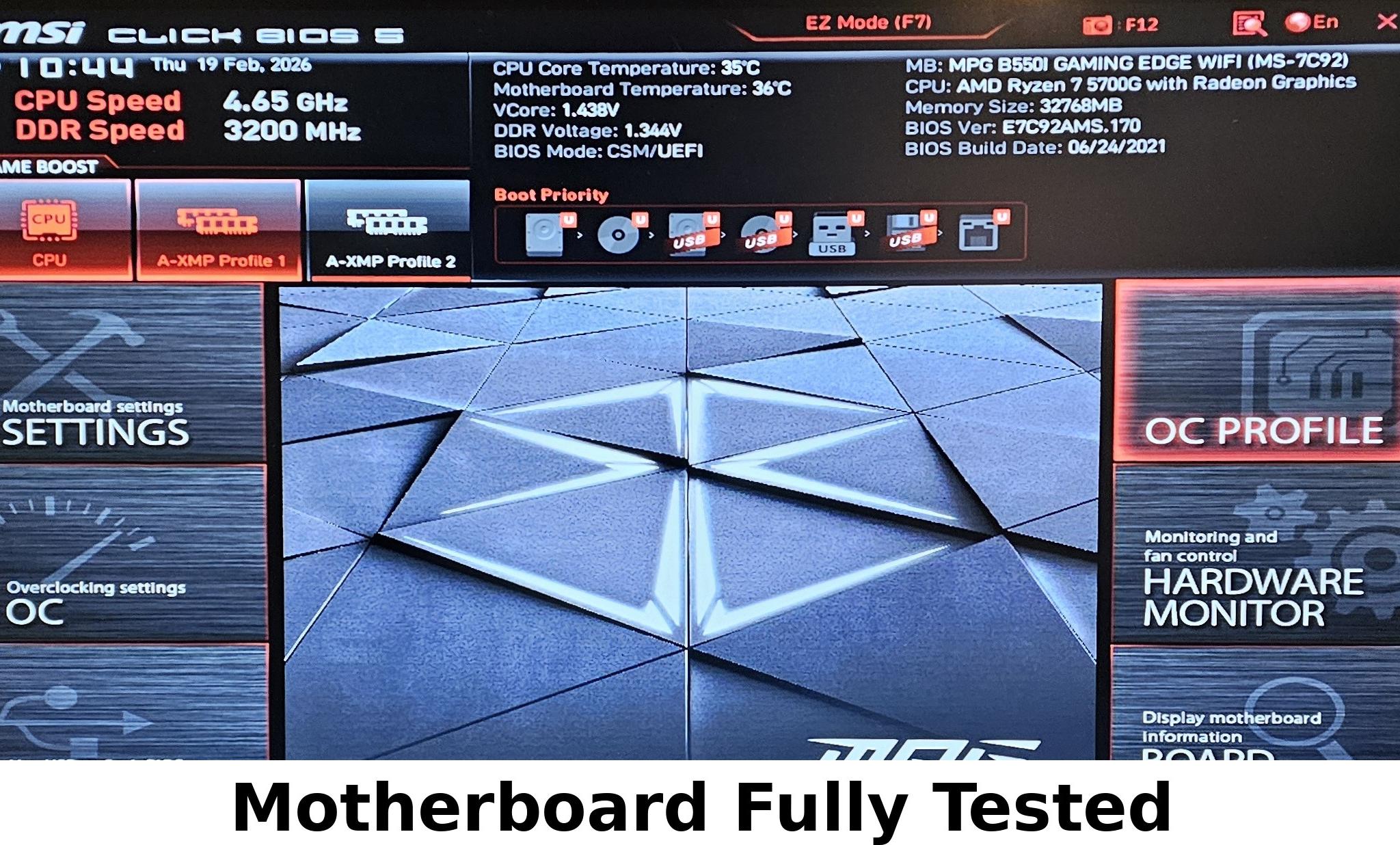 MSI MPG B550I AM4 ITX GAMING EDGE WIFI Motherboard - Like New