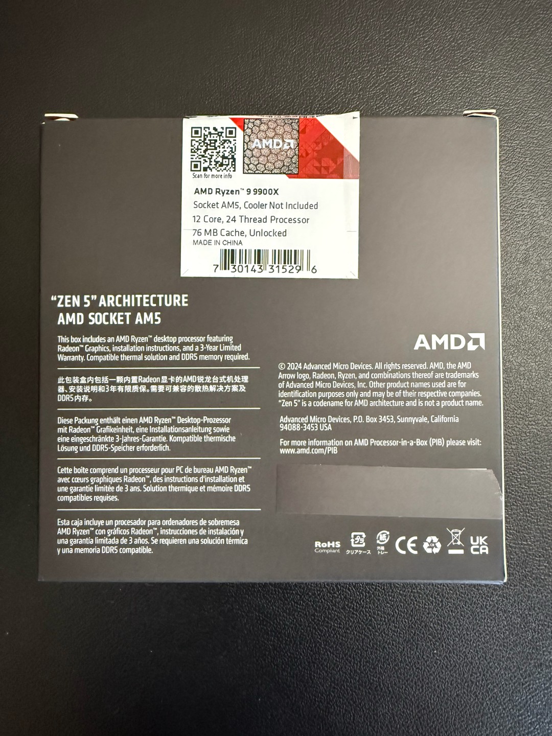 AMD Ryzen 9 9900X 12-Core | AM5 | Box + Clamshell | Tested