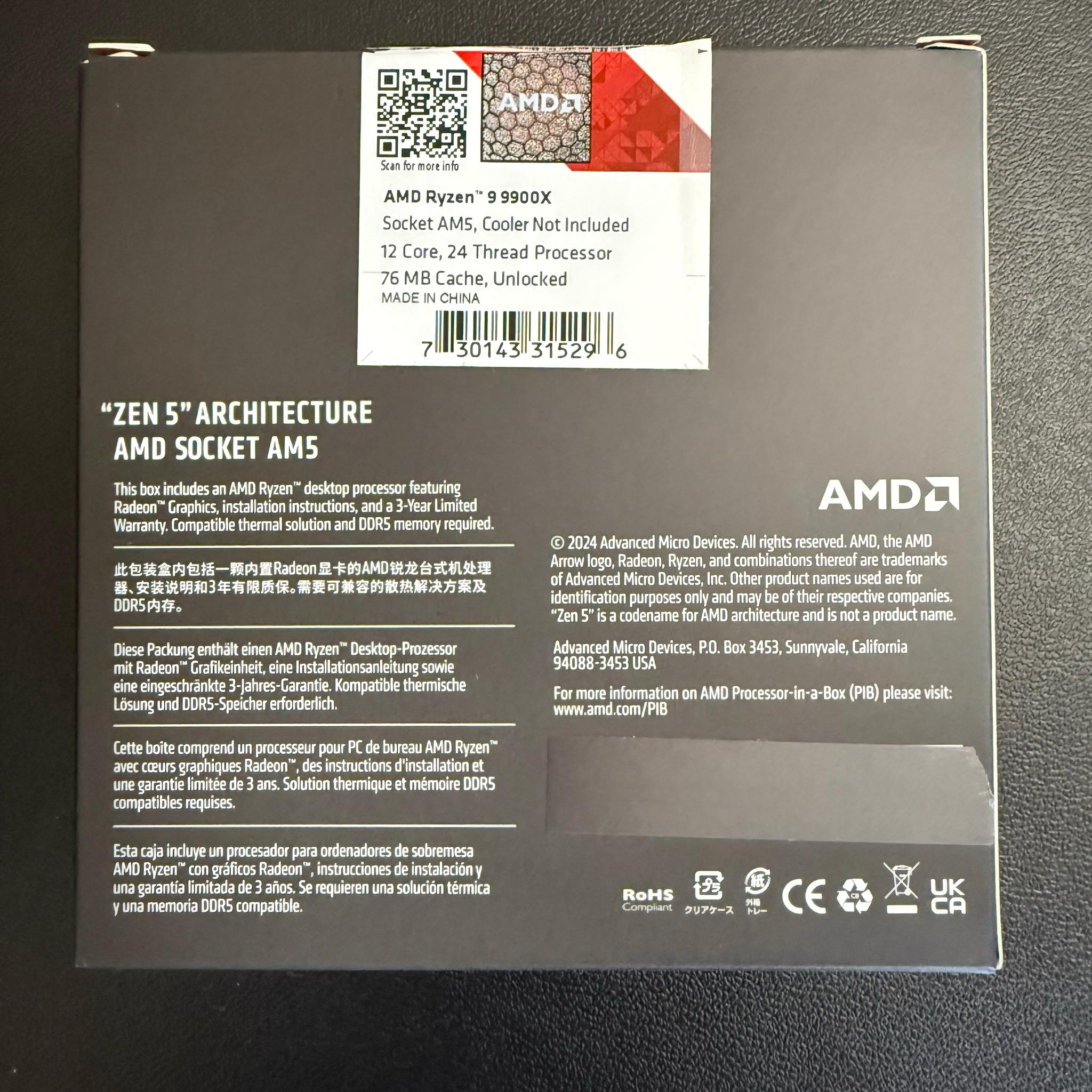 AMD Ryzen 9 9900X 12-Core | AM5 | Box + Clamshell | Tested & Verified