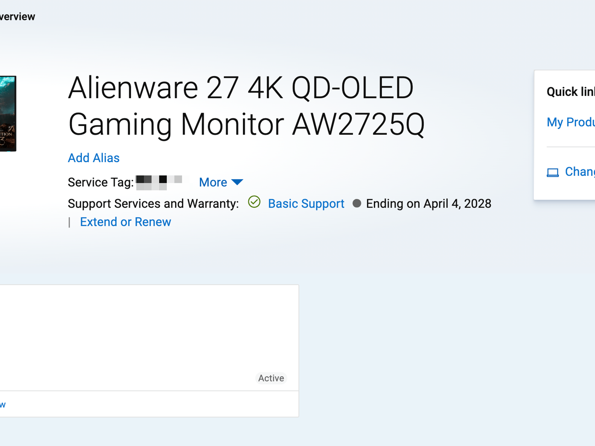 Dell Alienware 27 inch QD-OLED 4K 240Hz monitor AW2725Q - lightly used with original box