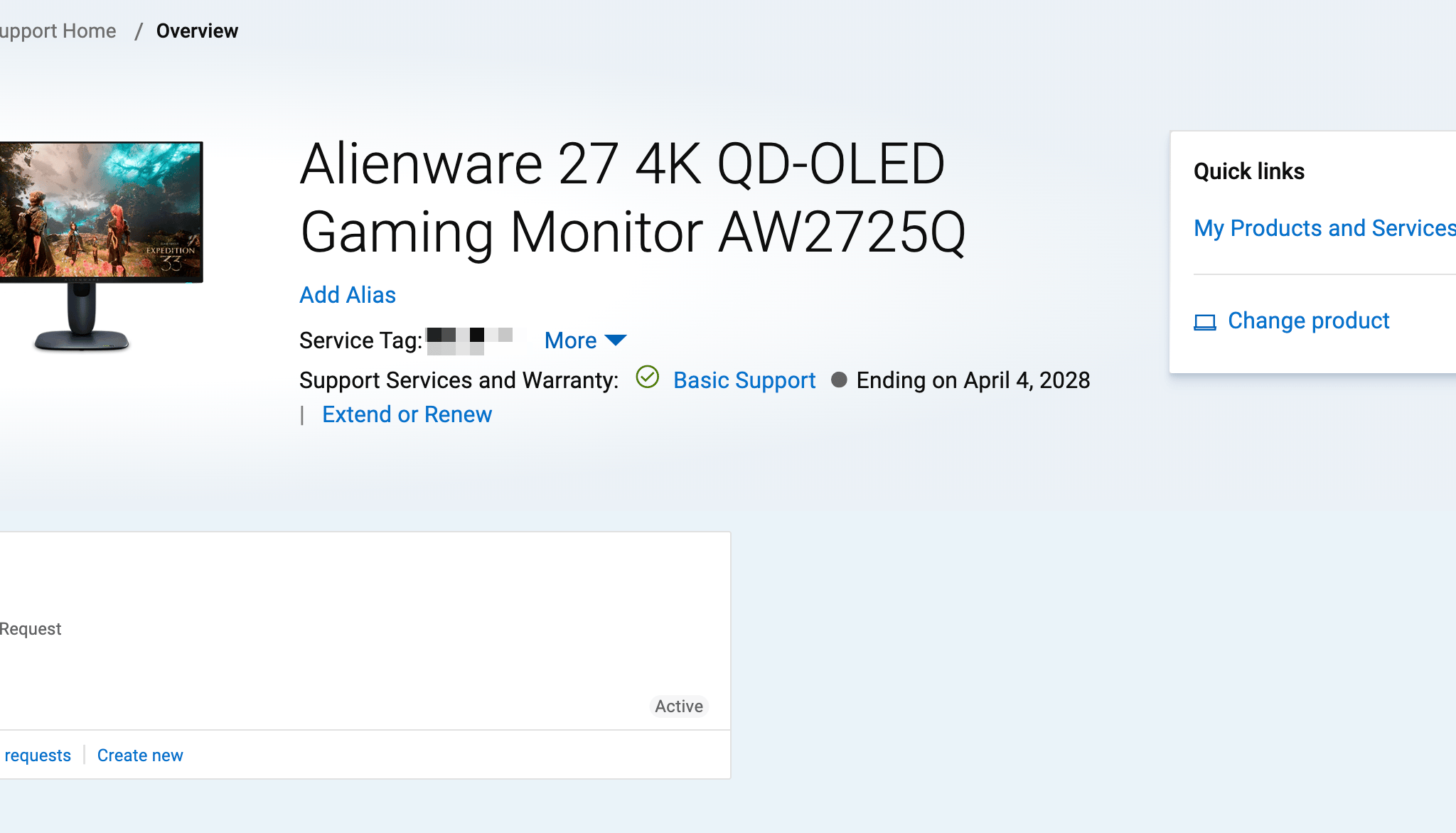Dell Alienware 27 inch QD-OLED 4K 240Hz monitor AW2725Q - lightly used with original box