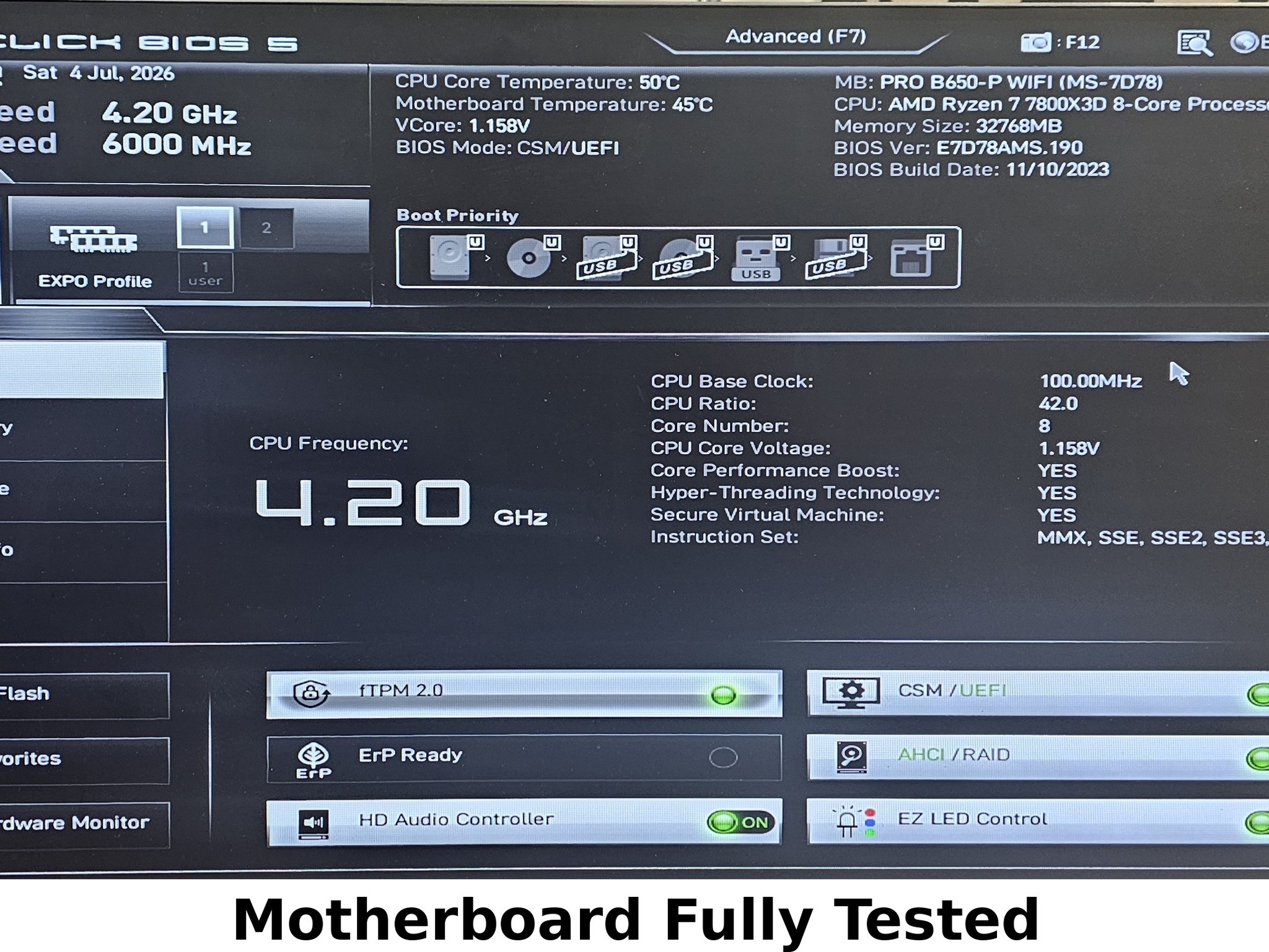 MSI B650-P PRO WIFI AMD AM5 DDR5 ATX Motherboard