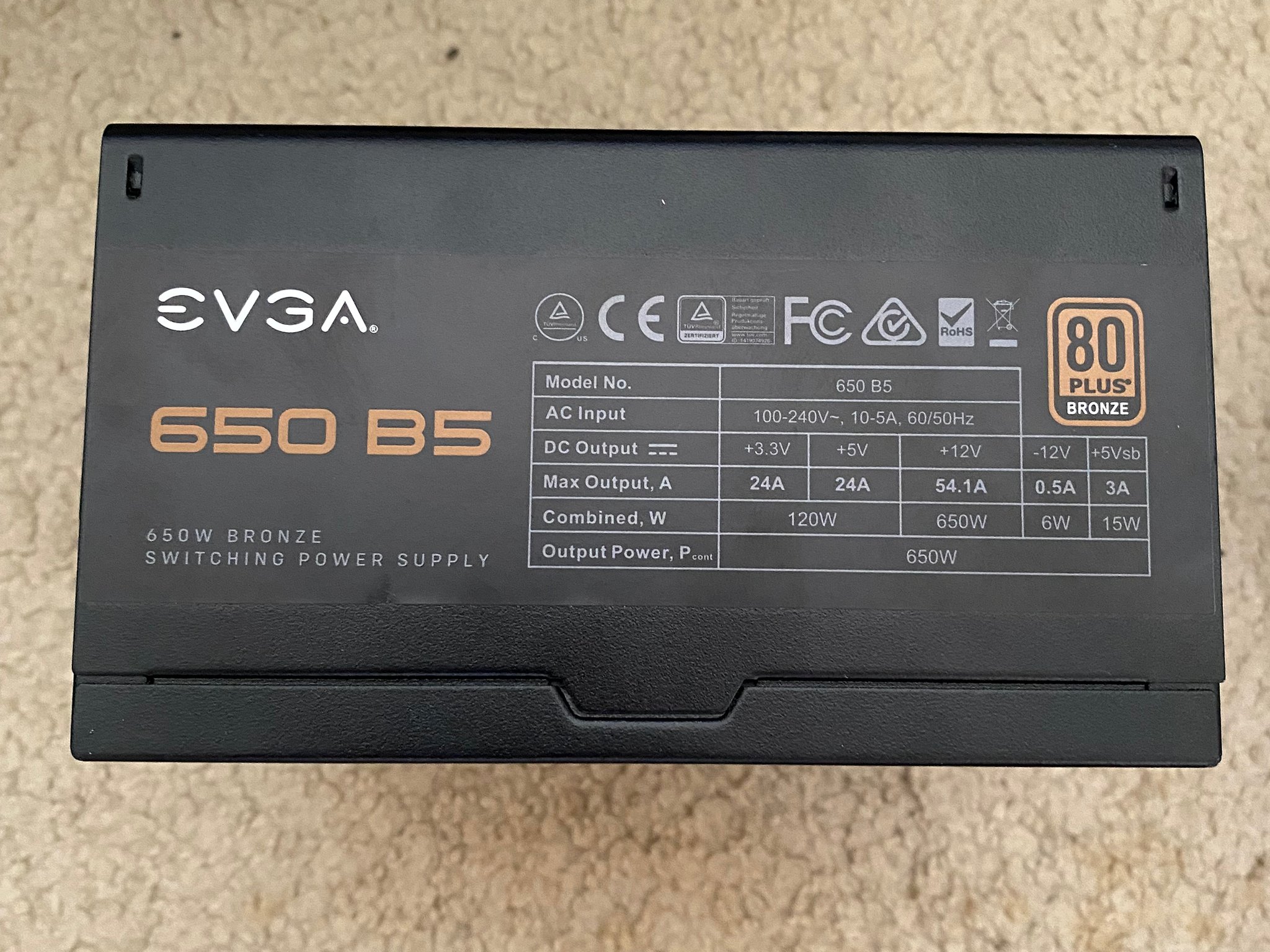EVGA 650W B5, 80 Plus Bronze, Fully Modular, EVGA Eco Mode