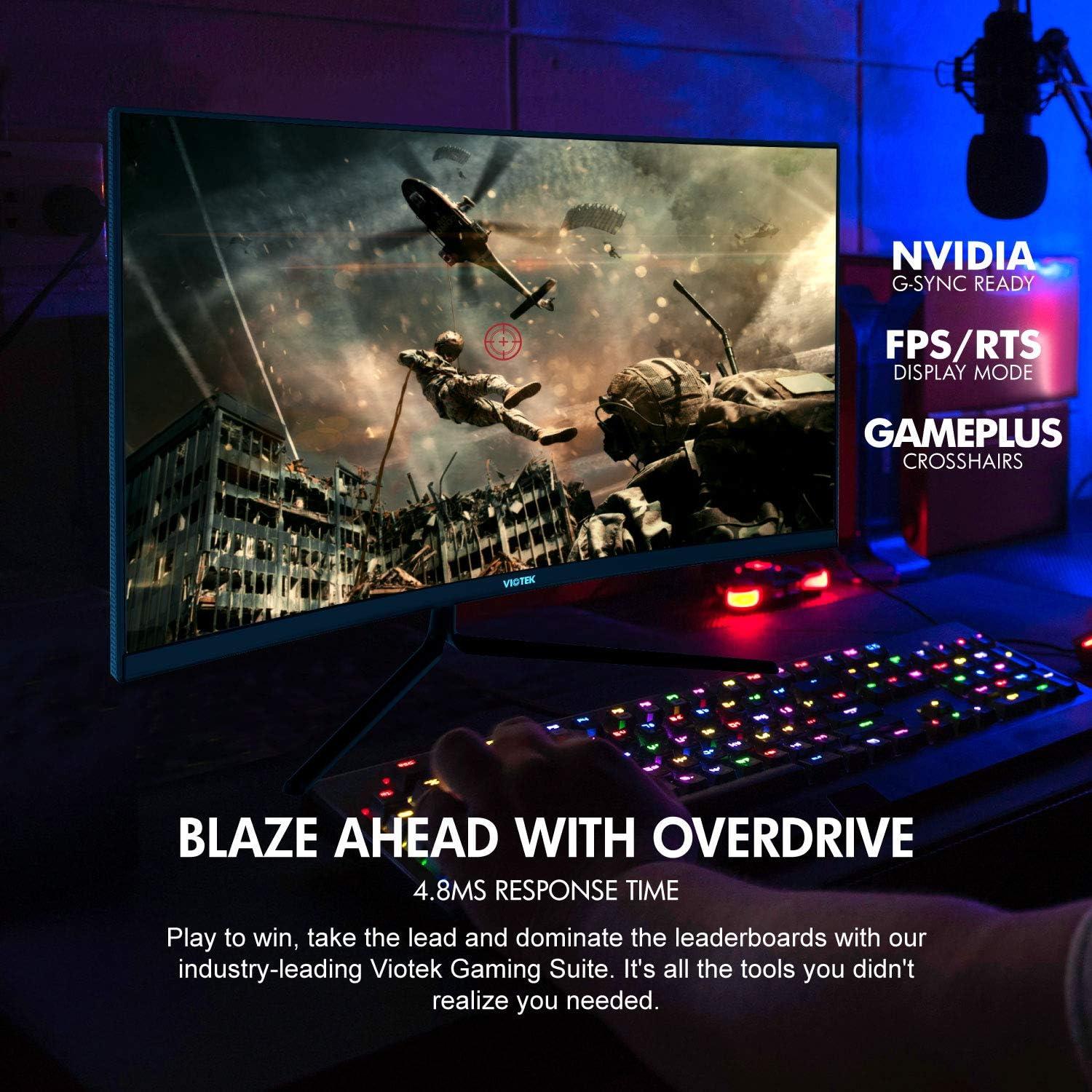VIOTEK 27" 2560x1440p 144Hz Curved Gaming Monitor QHD Widescreen FreeSync G-Sync