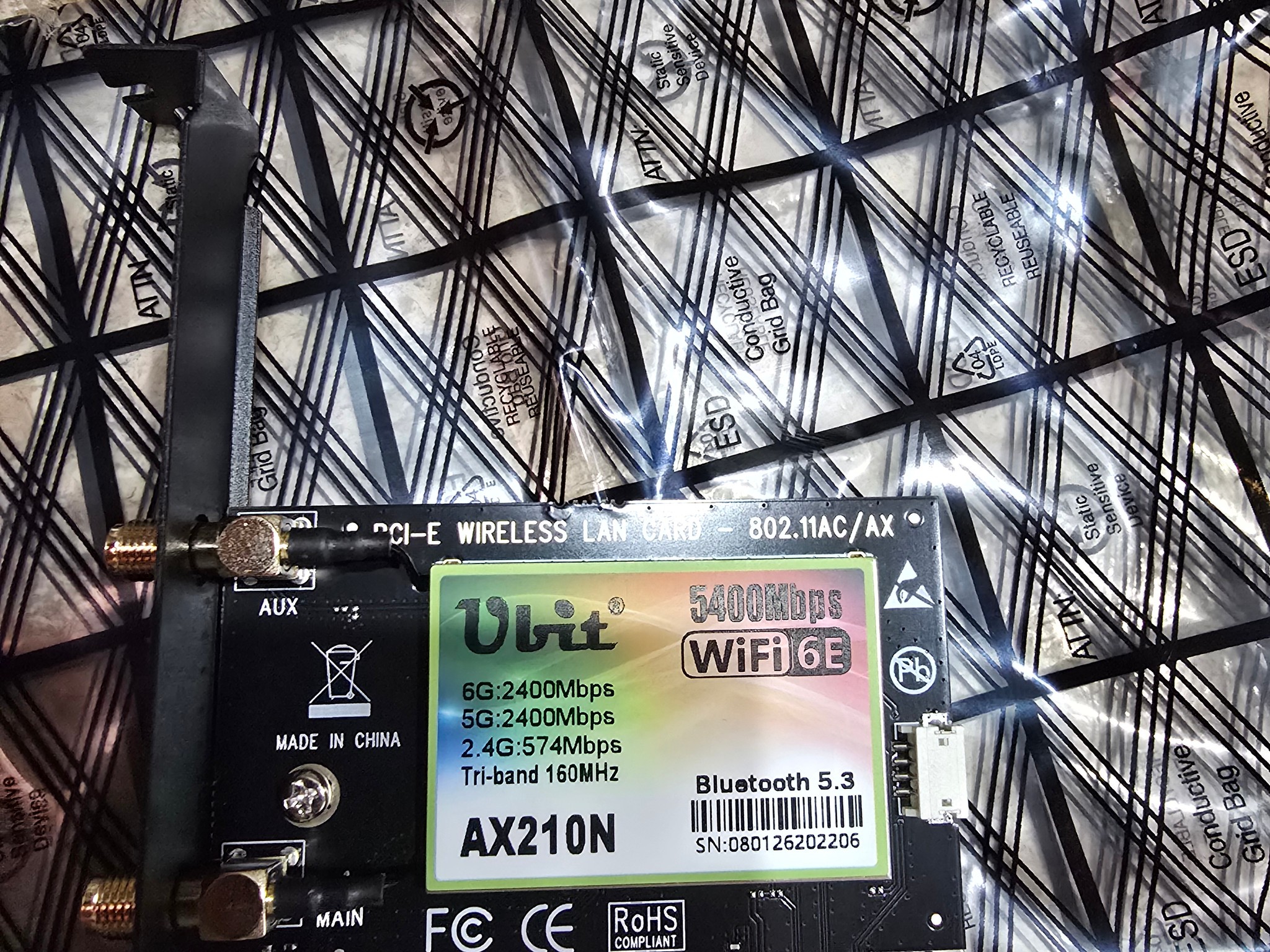 WiFi Card AX 5400Mbps 6E PCIe WiFi Card, Bluetooth 5.2, Intel WiFi 6E AX210 Chip, 6G/5G/2.4G PCIe
