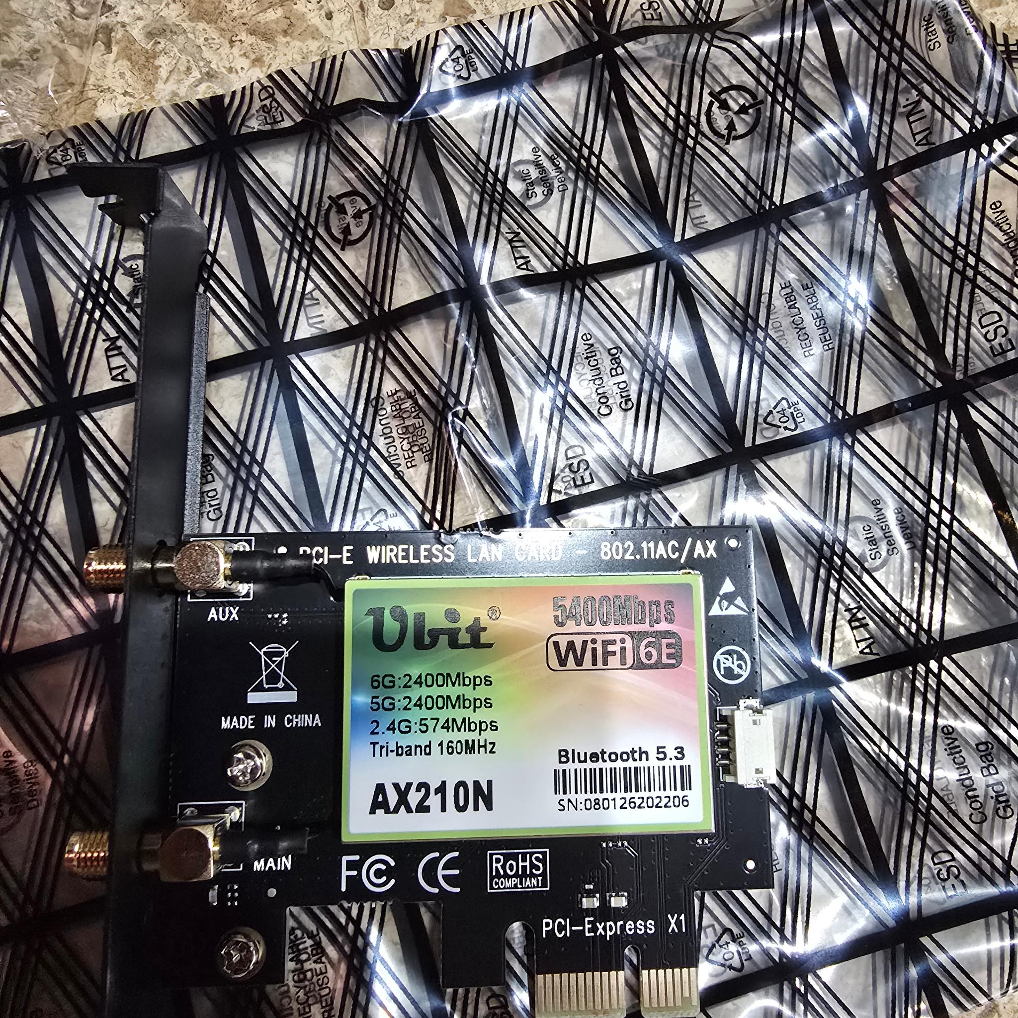WiFi Card AX 5400Mbps 6E PCIe WiFi Card, Bluetooth 5.2, Intel WiFi 6E AX210 Chip, 6G/5G/2.4G PCIe