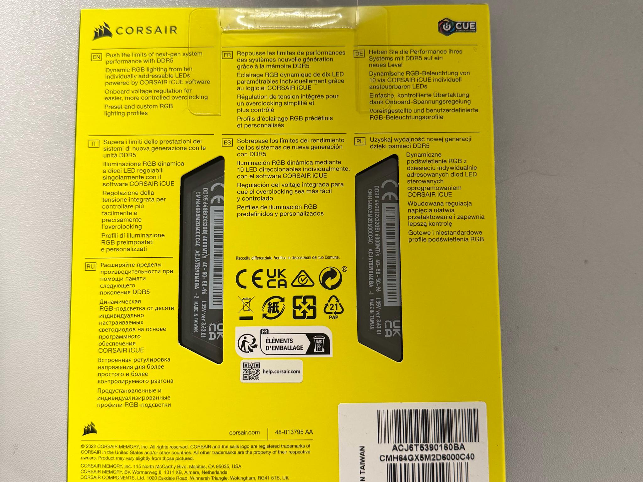 Corsair Vengeance 64GB 6000 MHz RGB DDR5 - NEW - CMH64GX5M2D6000C40