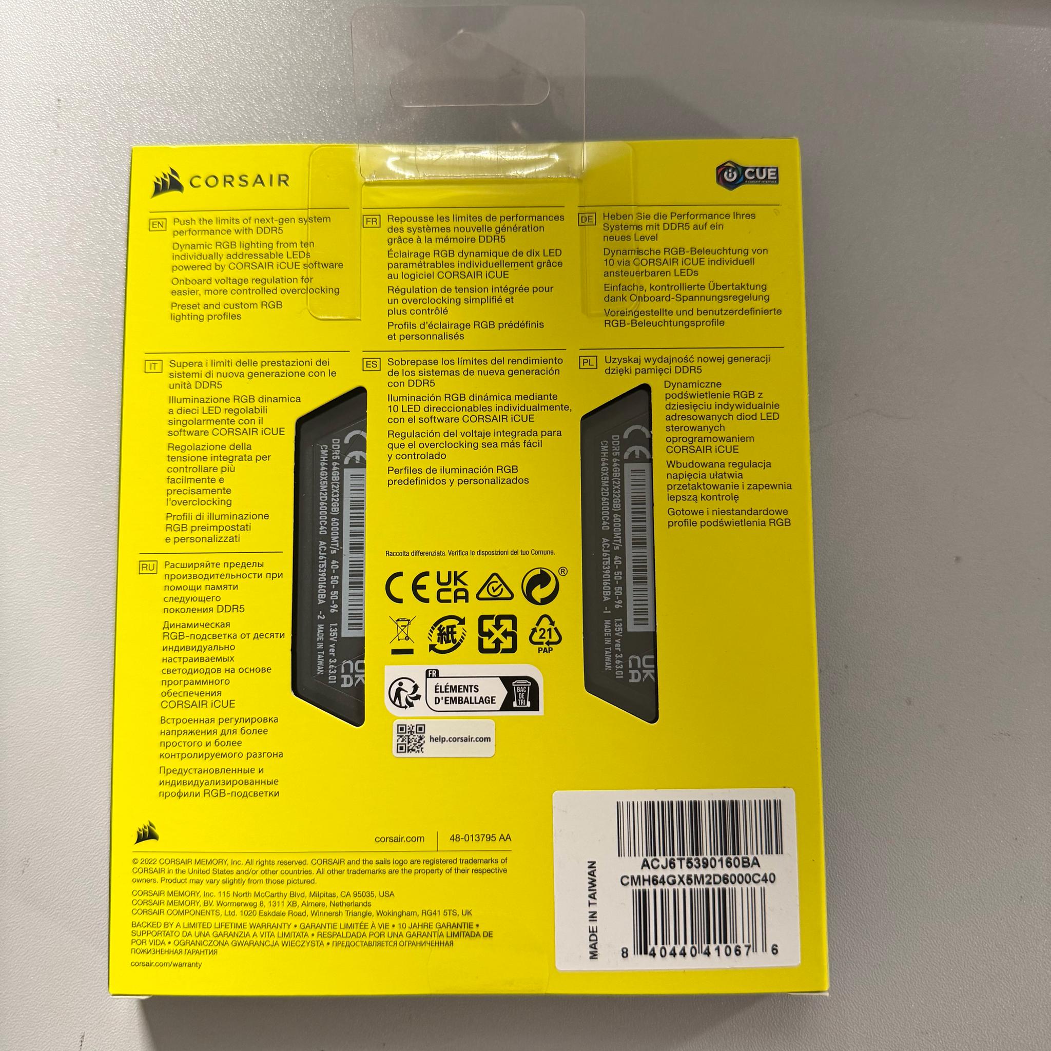 Corsair Vengeance 64GB 6000 MHz RGB DDR5 - NEW - CMH64GX5M2D6000C40