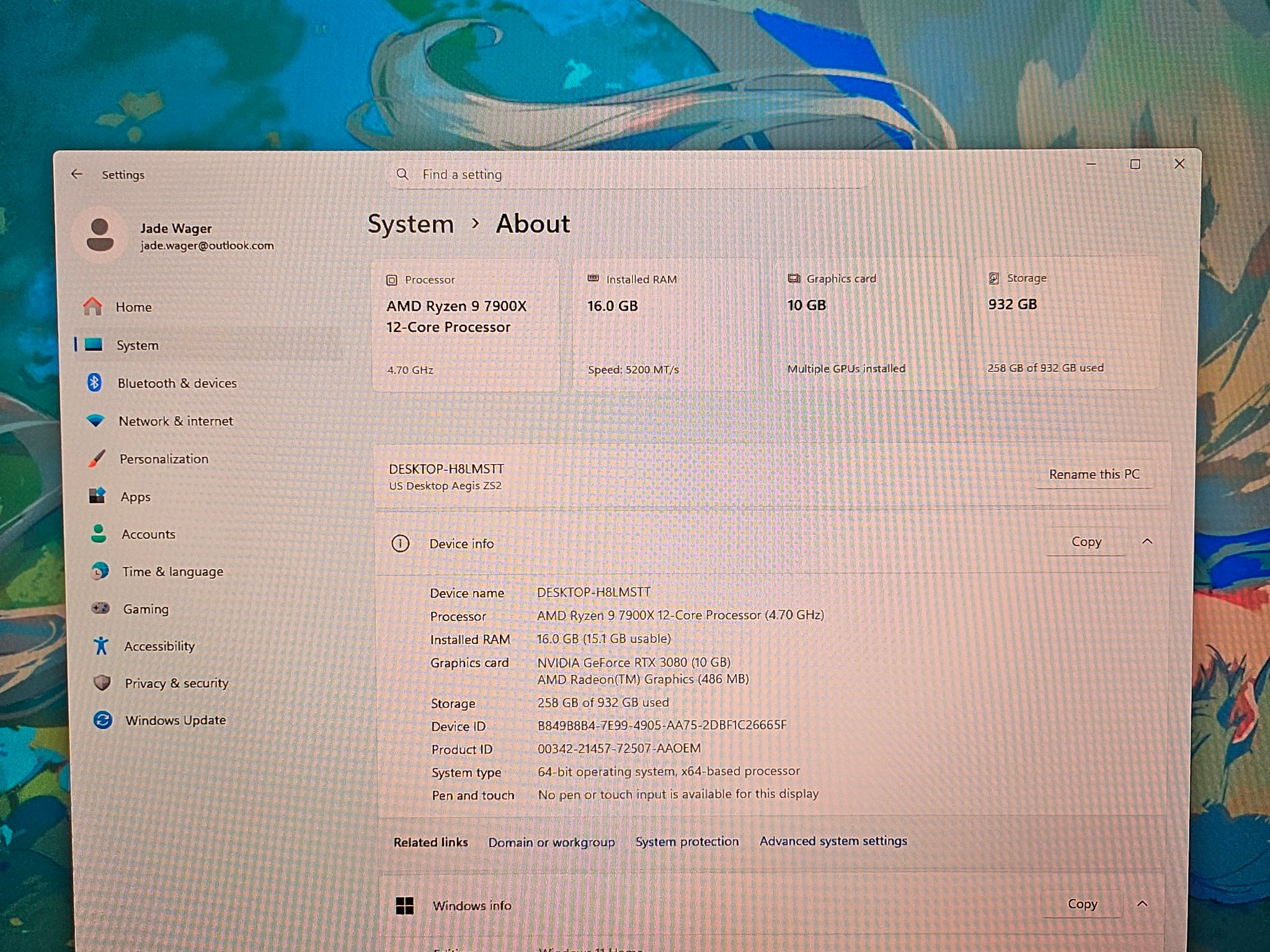 Gaming PC - Ryzen 9 7900x / RTX 3080 10G / 16G / 1TB