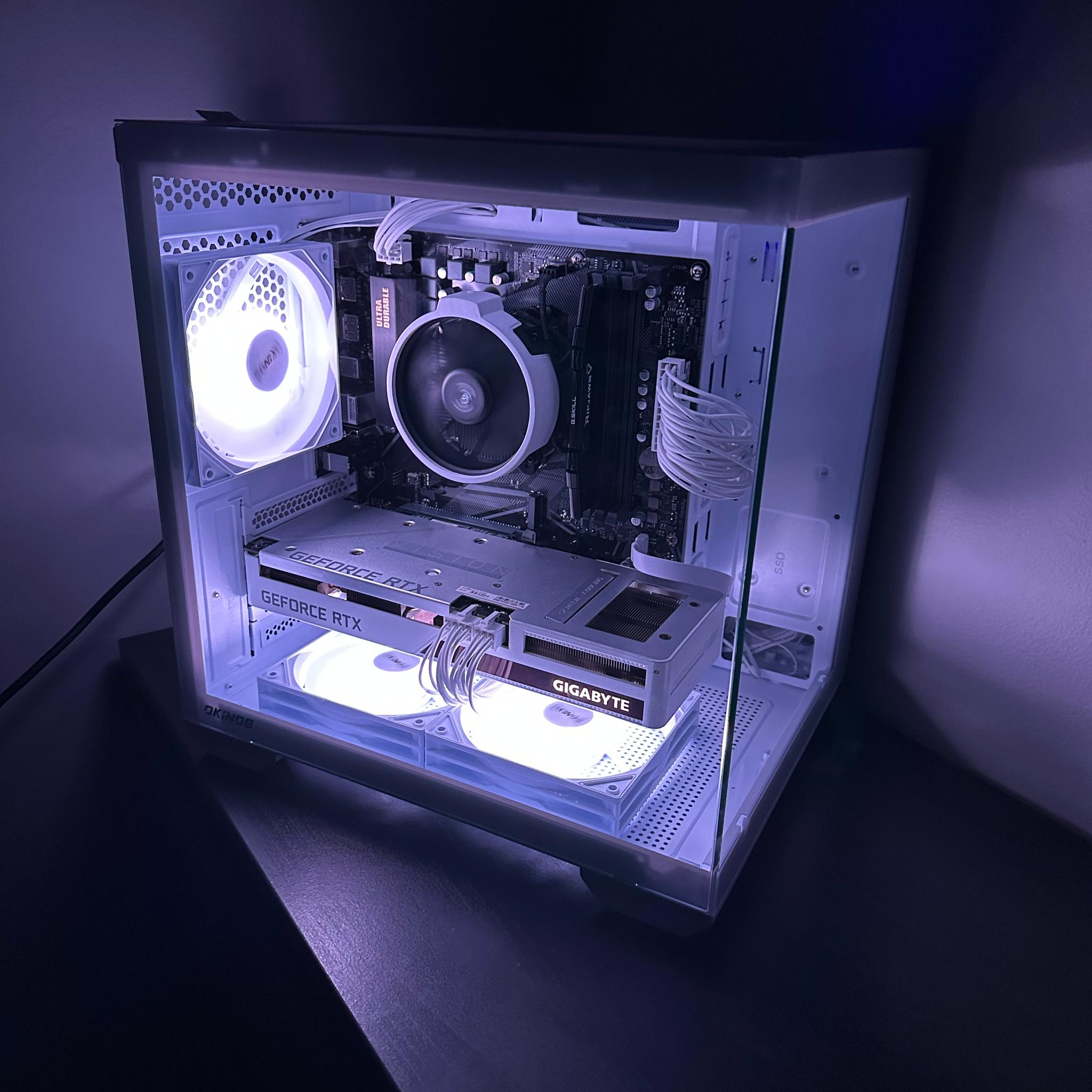 Custom White RGB Gaming PC | RTX 3060 Ti Vision OC | Ryzen 5 5500 | 16GB DDR4 | WiFi