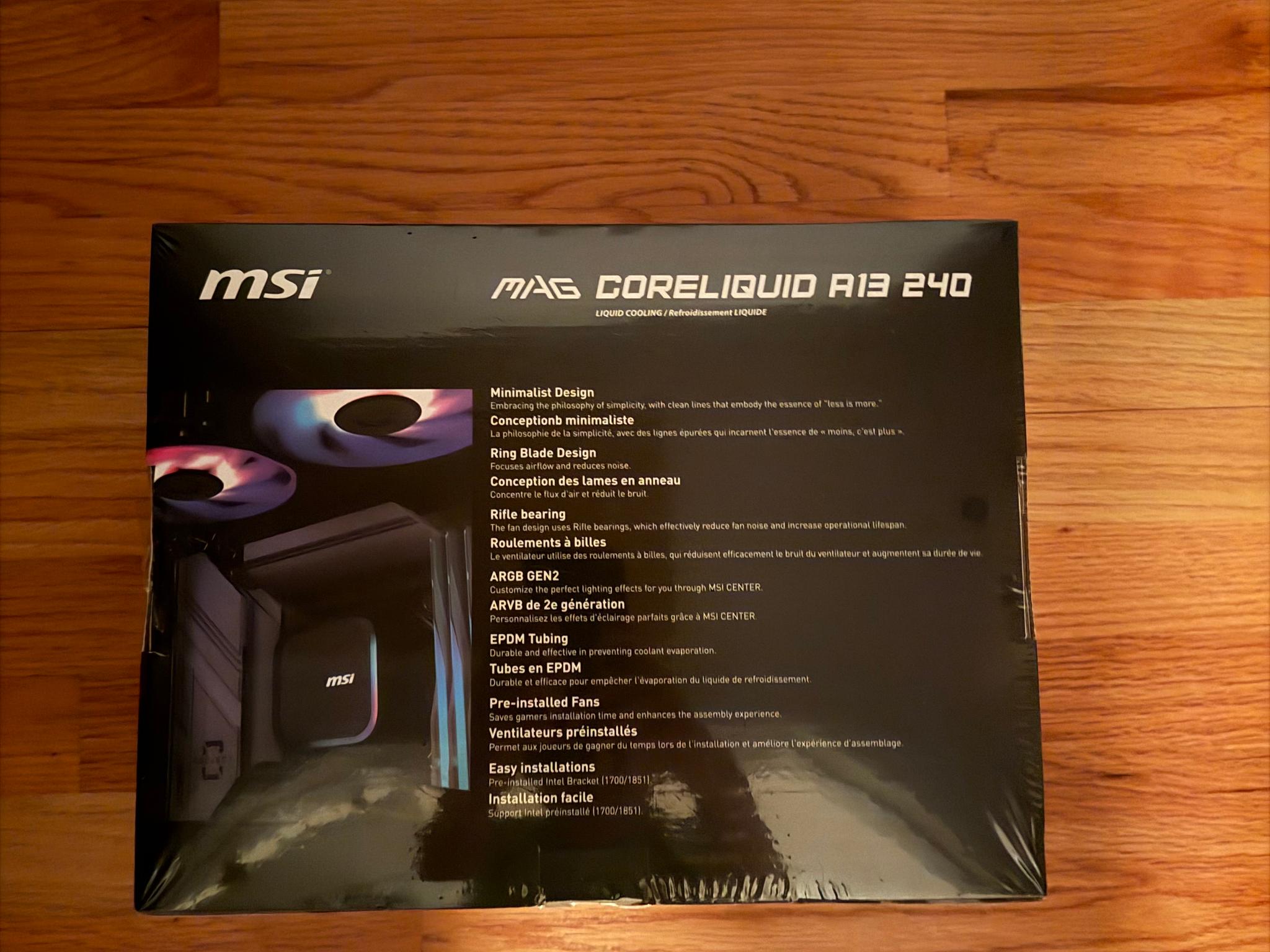 NEW MSI MAG Coreliquid A13 240 Black RGB AIO Liquid Cooling 240mm Radiator